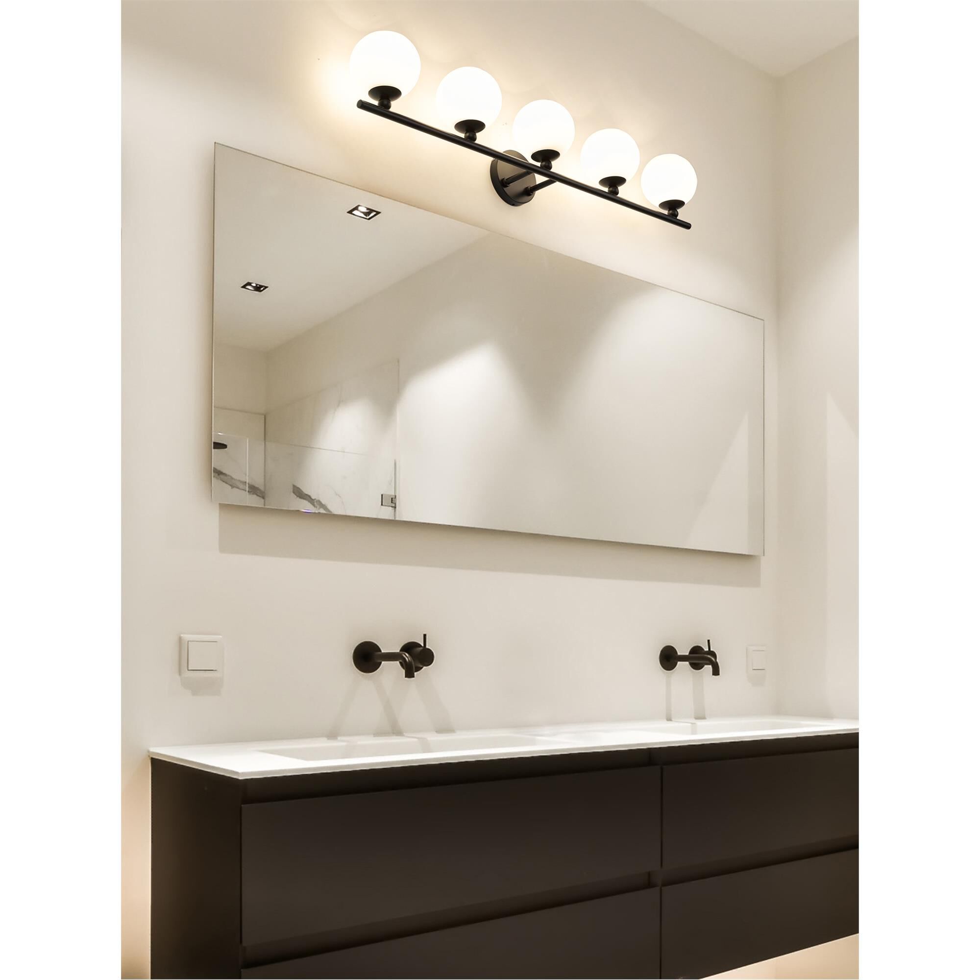 Shown in Matte Black finish and Opal Etched glass