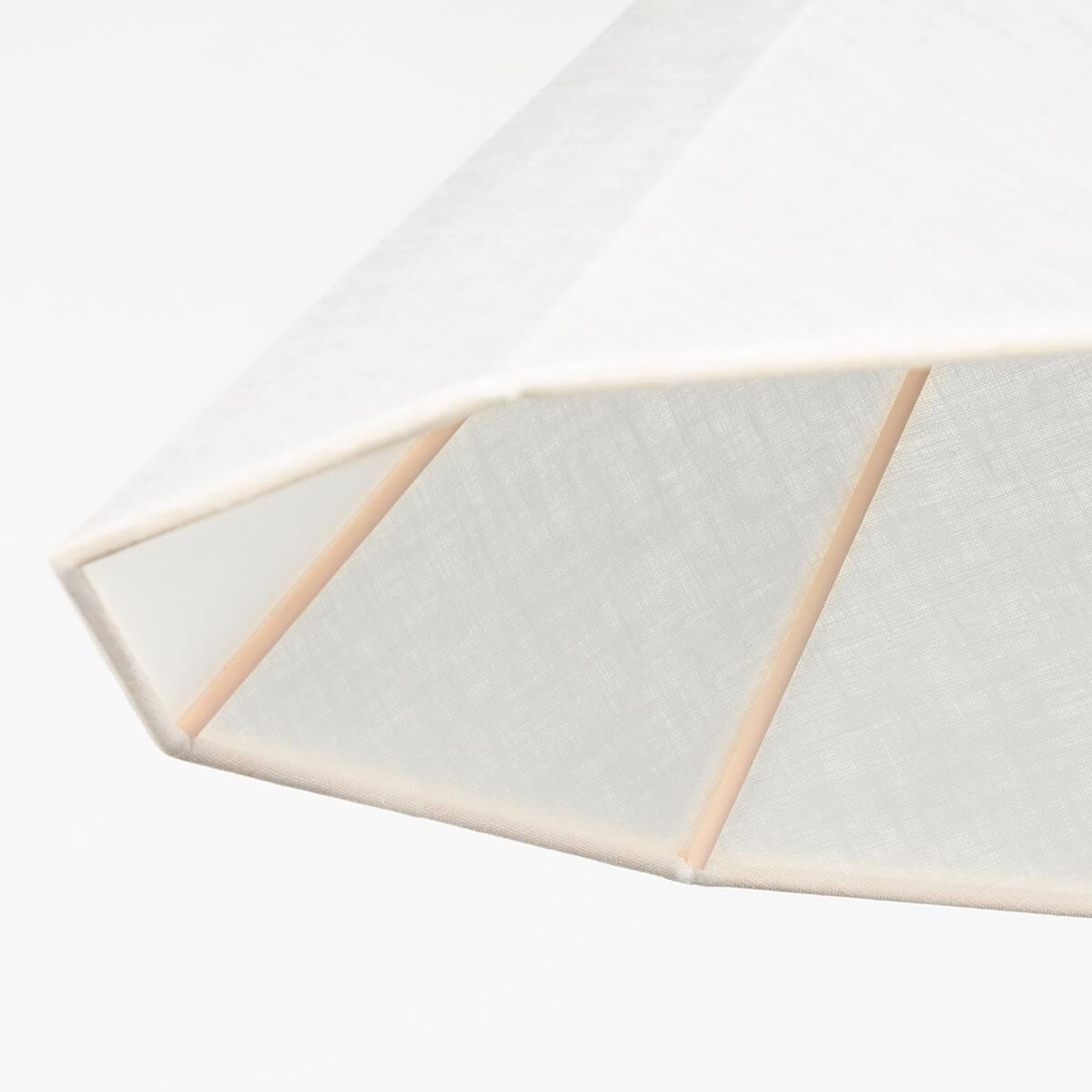 Shown in Blush finish and White Sheer Linen shade