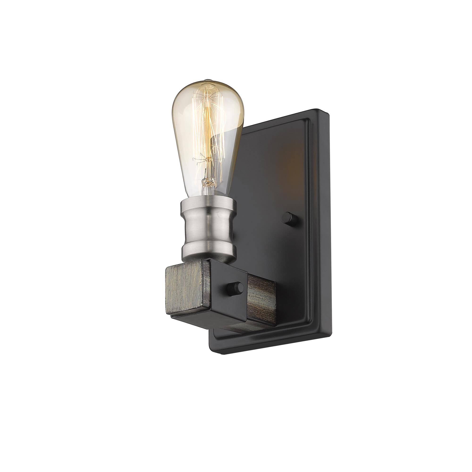 Shown in Ashen Barnboard finish and --- glass and --- shade