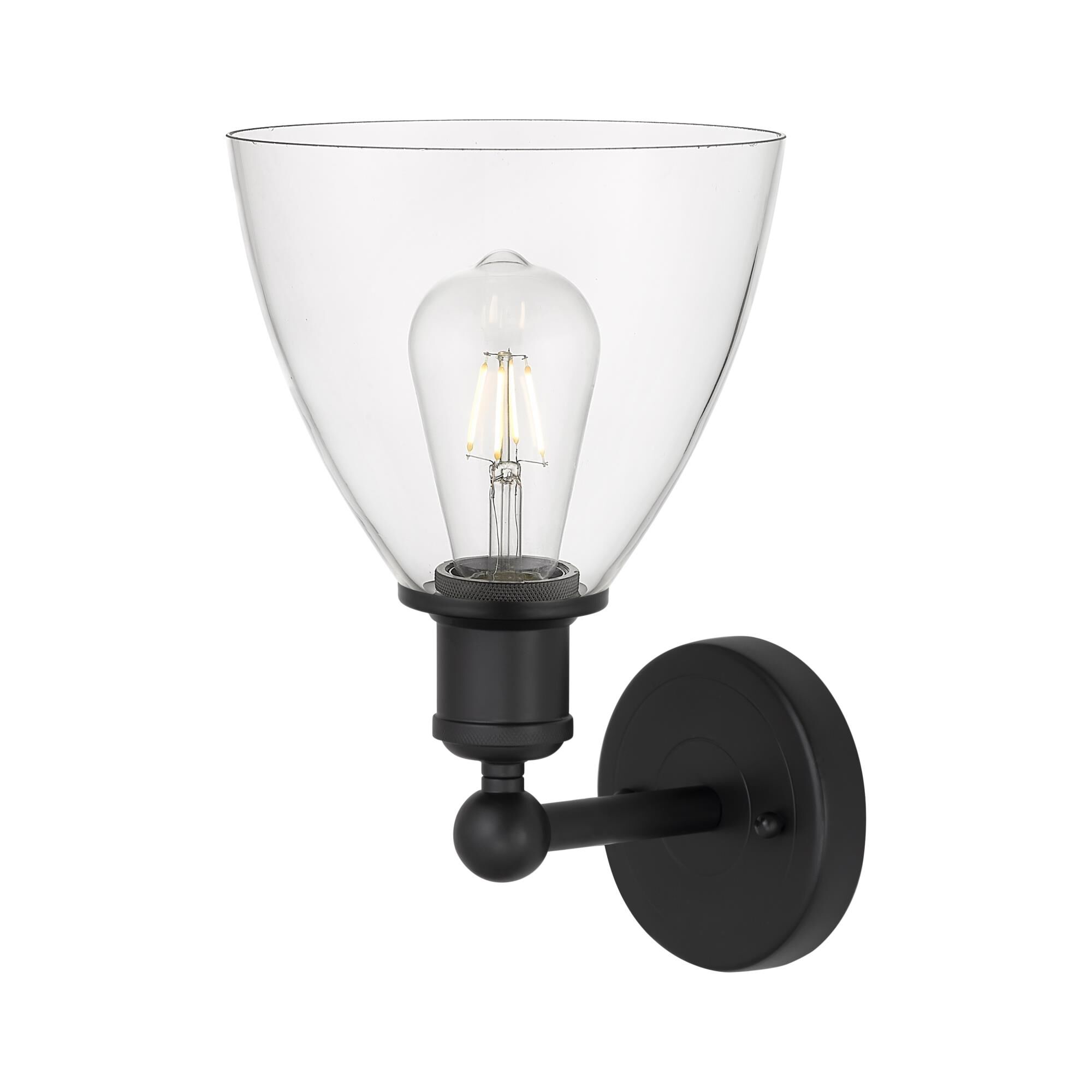 Shown in Matte Black  finish and Clear glass