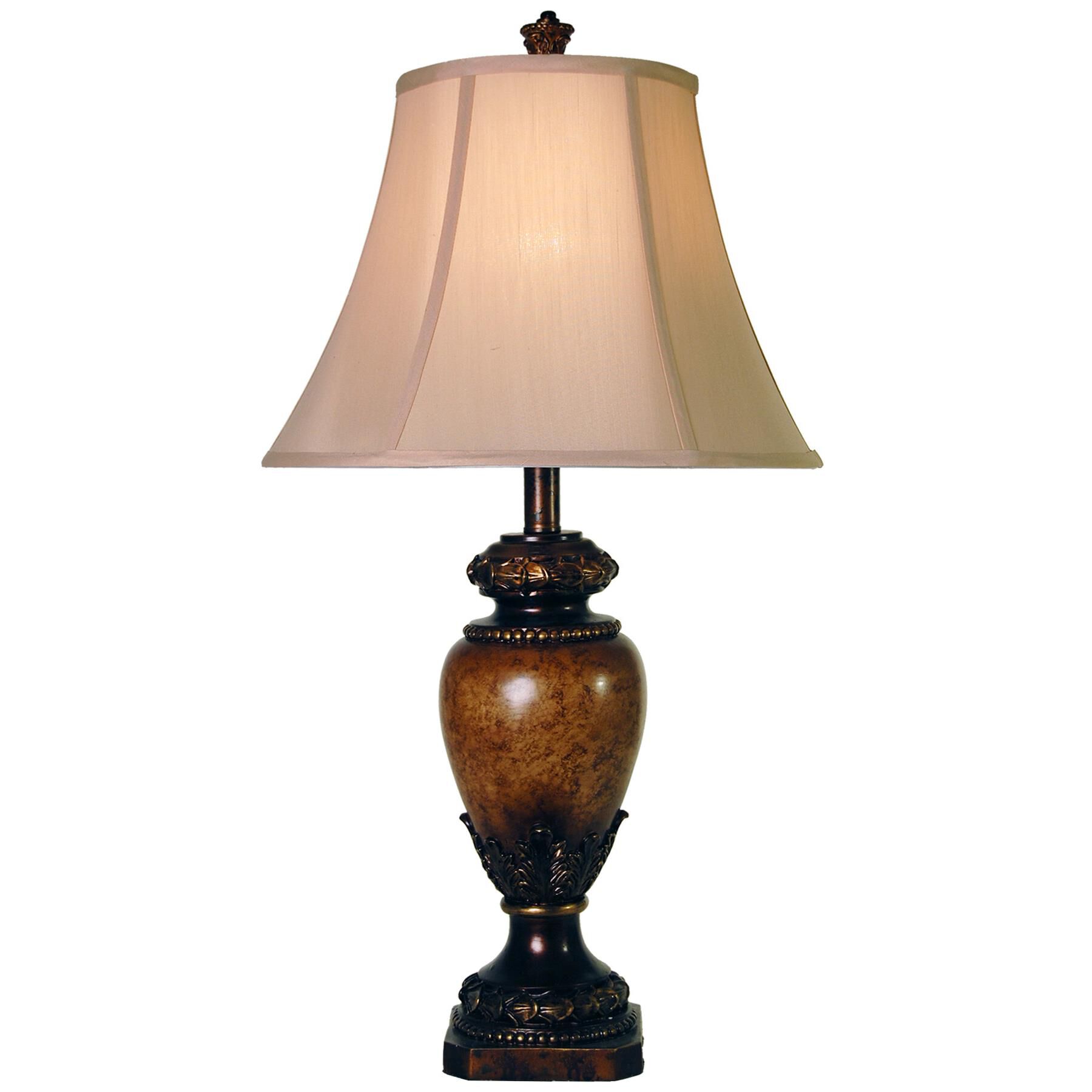 Shown in Brown finish and Taupe  Fabric shade