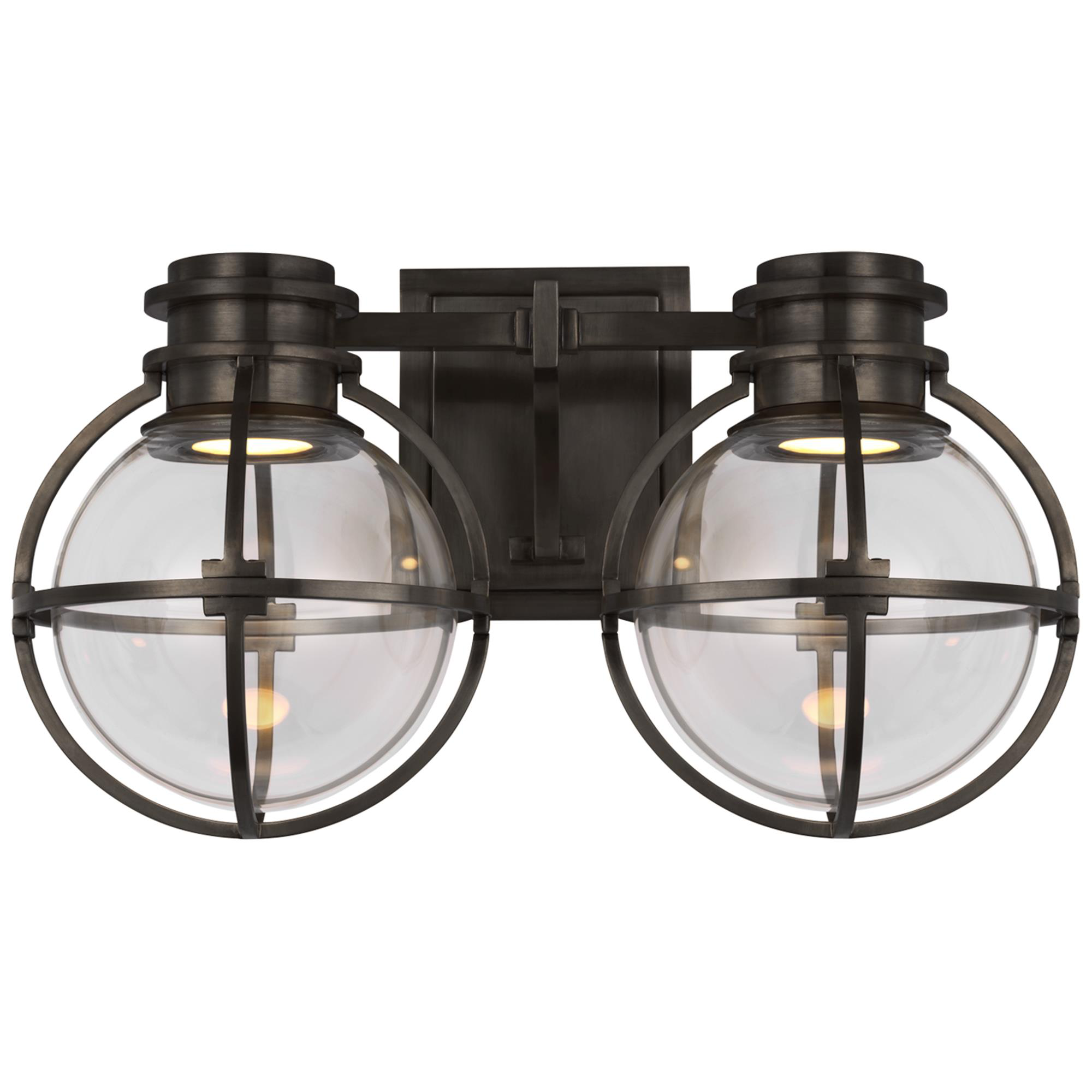 Shown in Bronze finish and Clear Glass shade