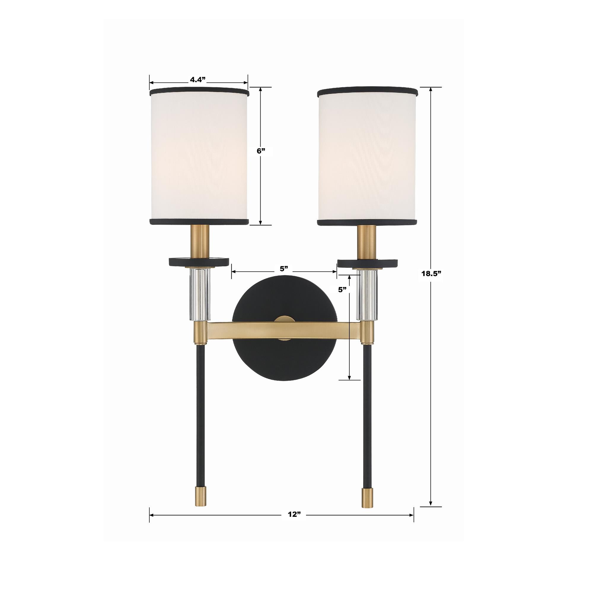 Shown in Black Forged + Vibrant Gold finish and Accents crystal and Silk glass and Silk shade