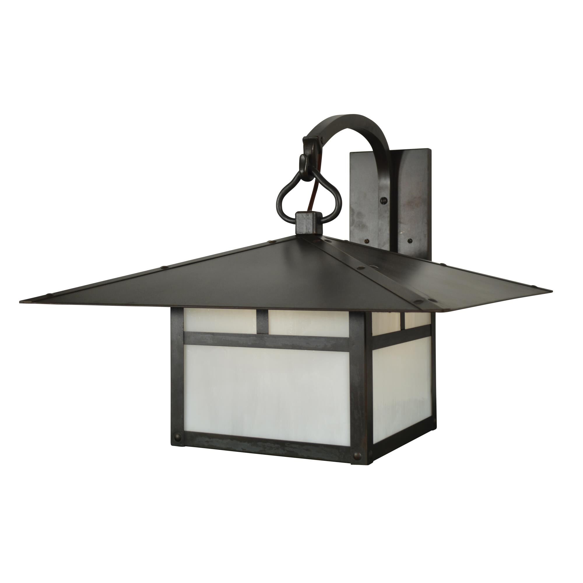 Shown in Bronze finish and White Opalescent glass and T-Bar Overlay accent