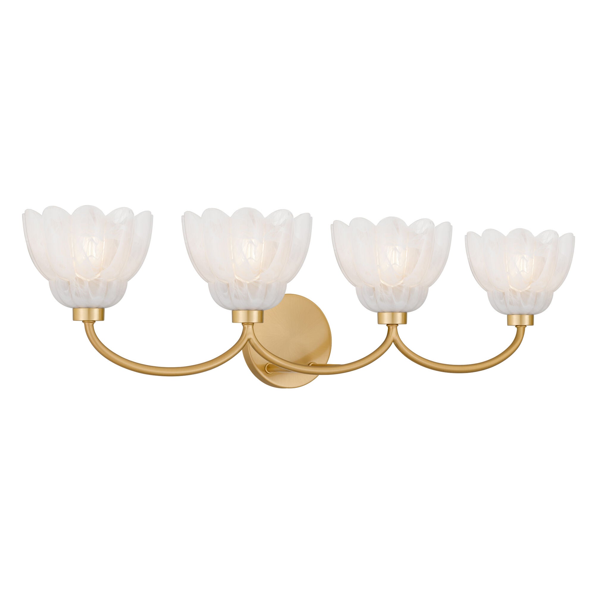 Shown in Brushed Gold finish and Alabaster Glass shade