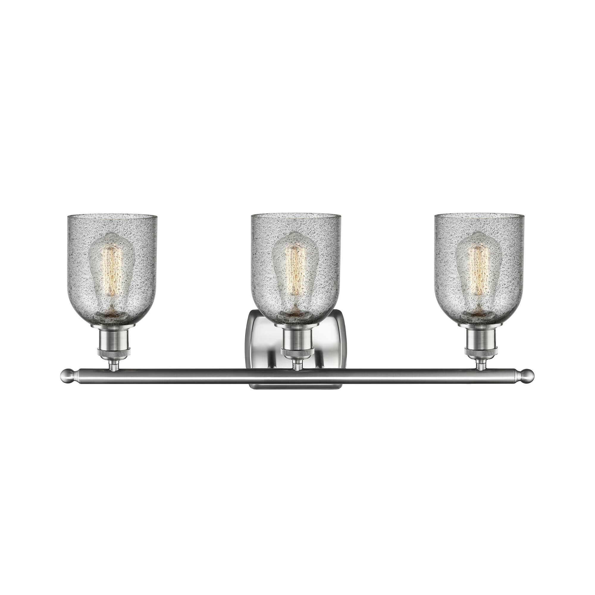 Shown in Brushed Satin Nickel finish and Charcoal glass