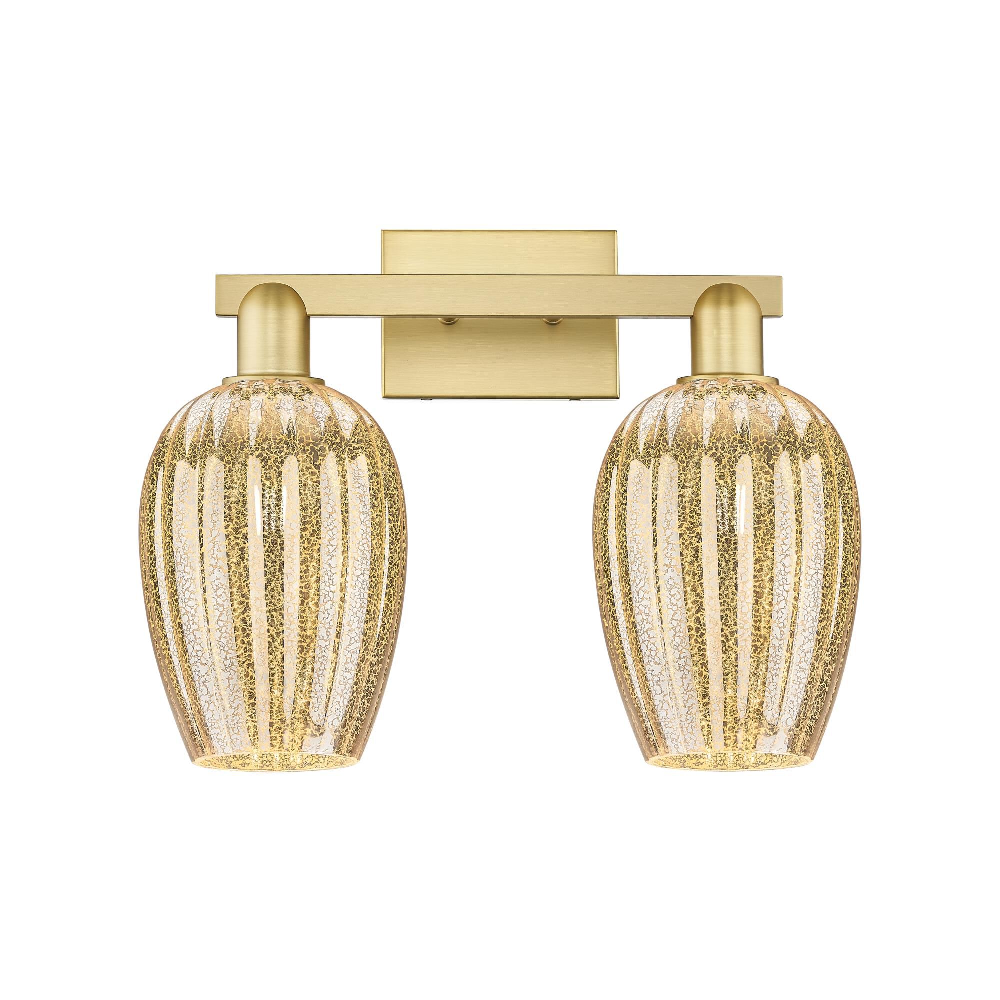 Shown in Satin Gold finish and Mercury glass