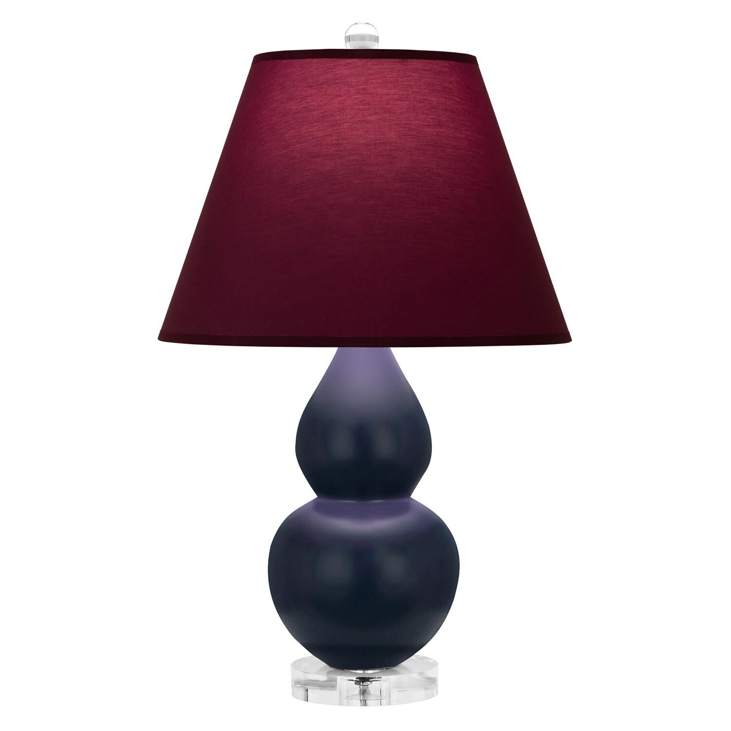 Shown in Matte Midnight Blue finish and Plum and Lavender shade and Lucite accent