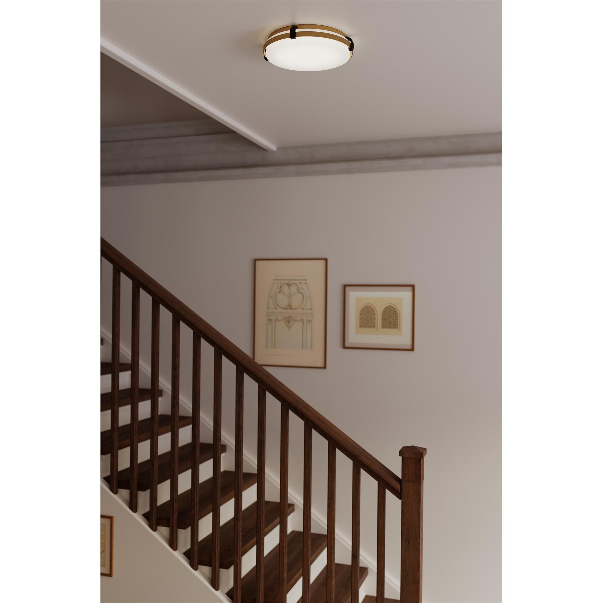 Shown in Legacy Brass and Dark Matte Black finish and Etched Opal glass