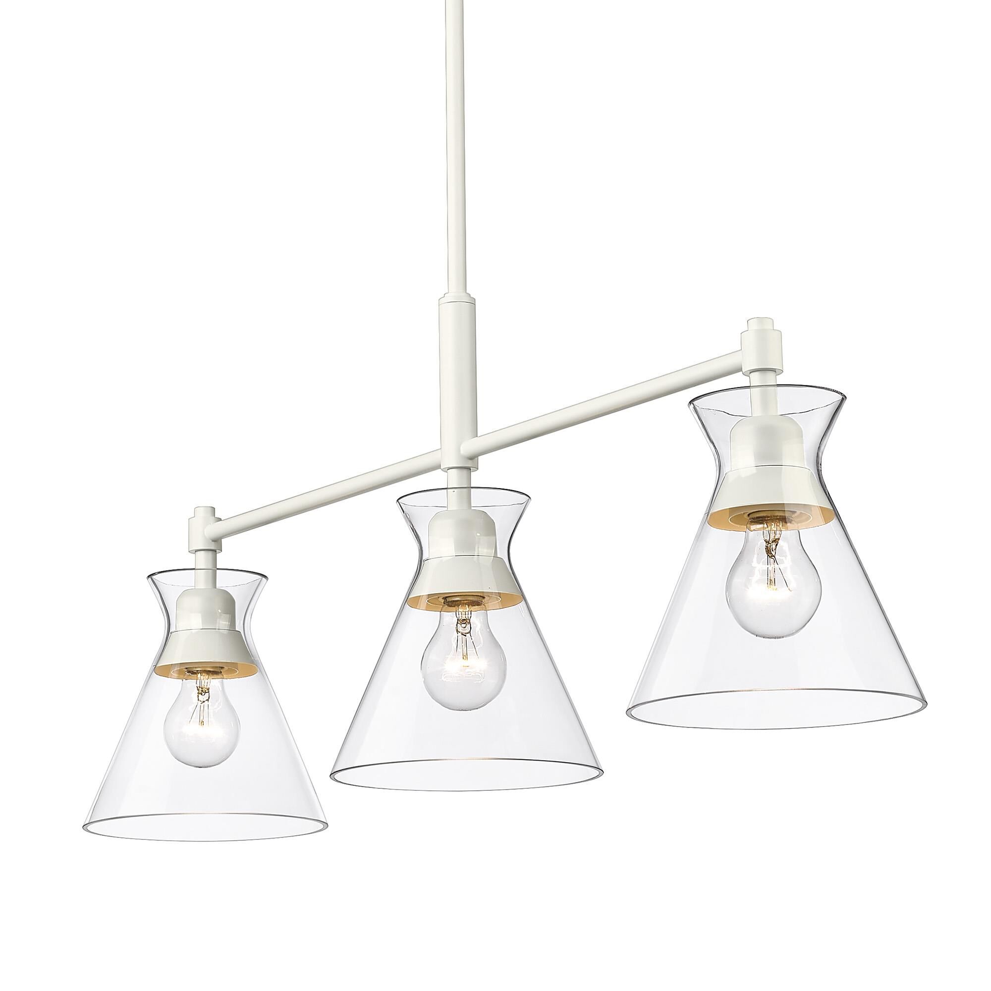 Shown in Matte White finish and Clear Glass shade