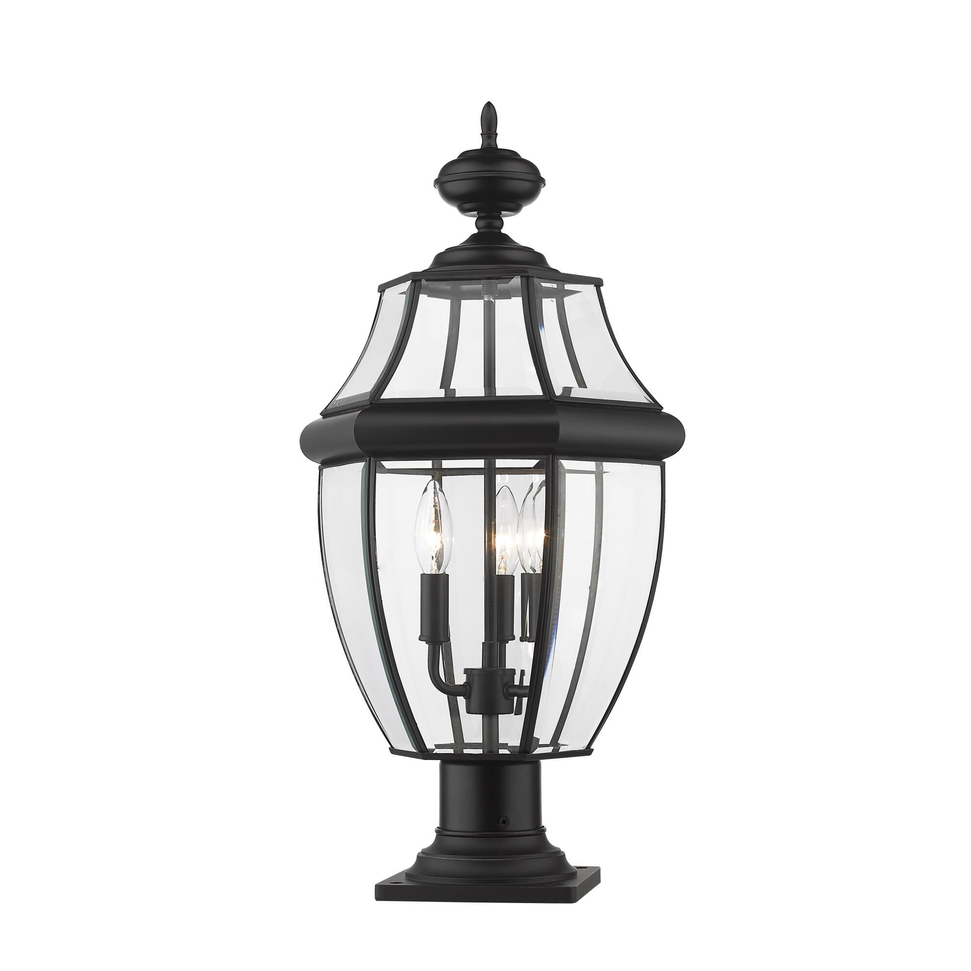 Shown in Black finish and Glass shade