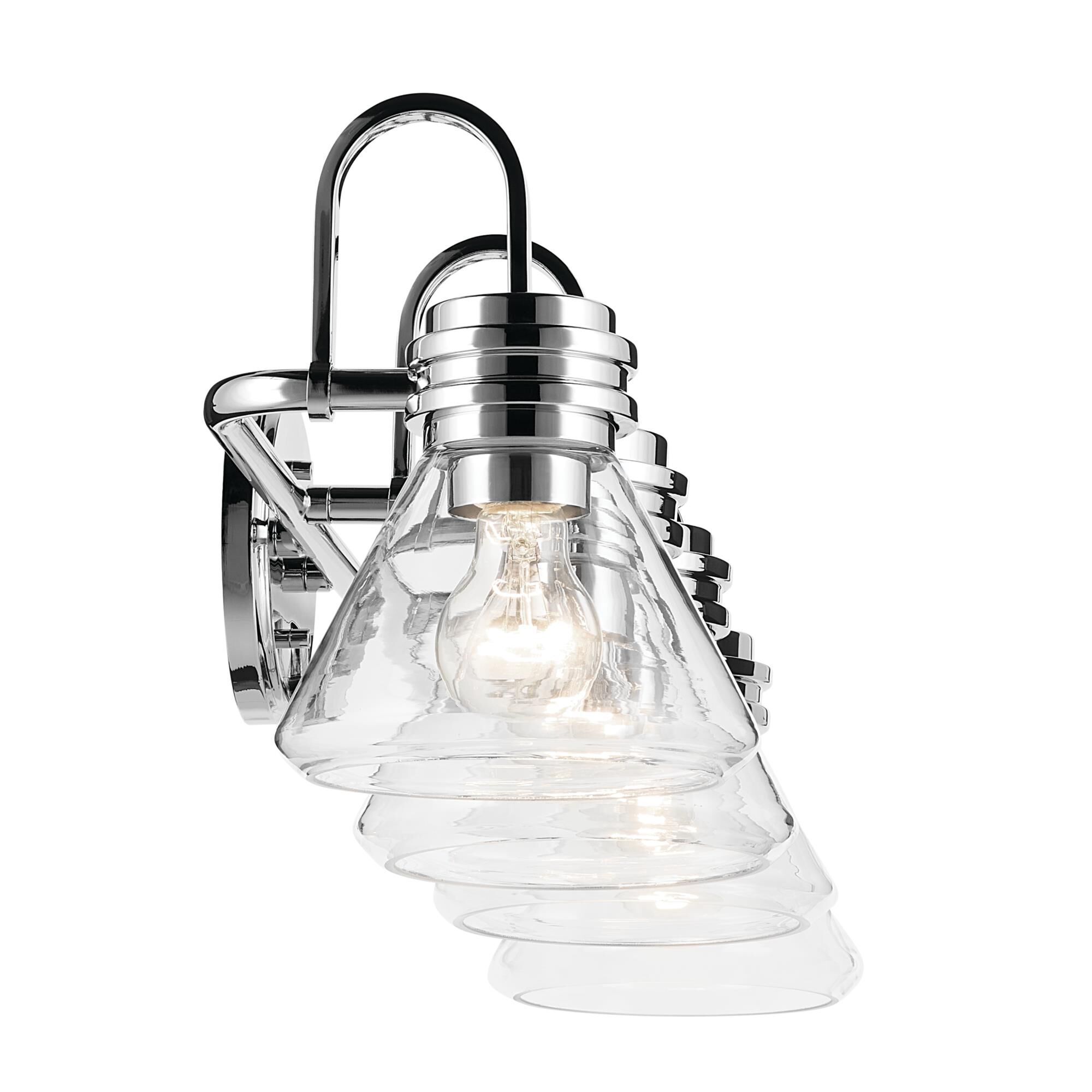 Shown in Chrome finish and Clear glass
