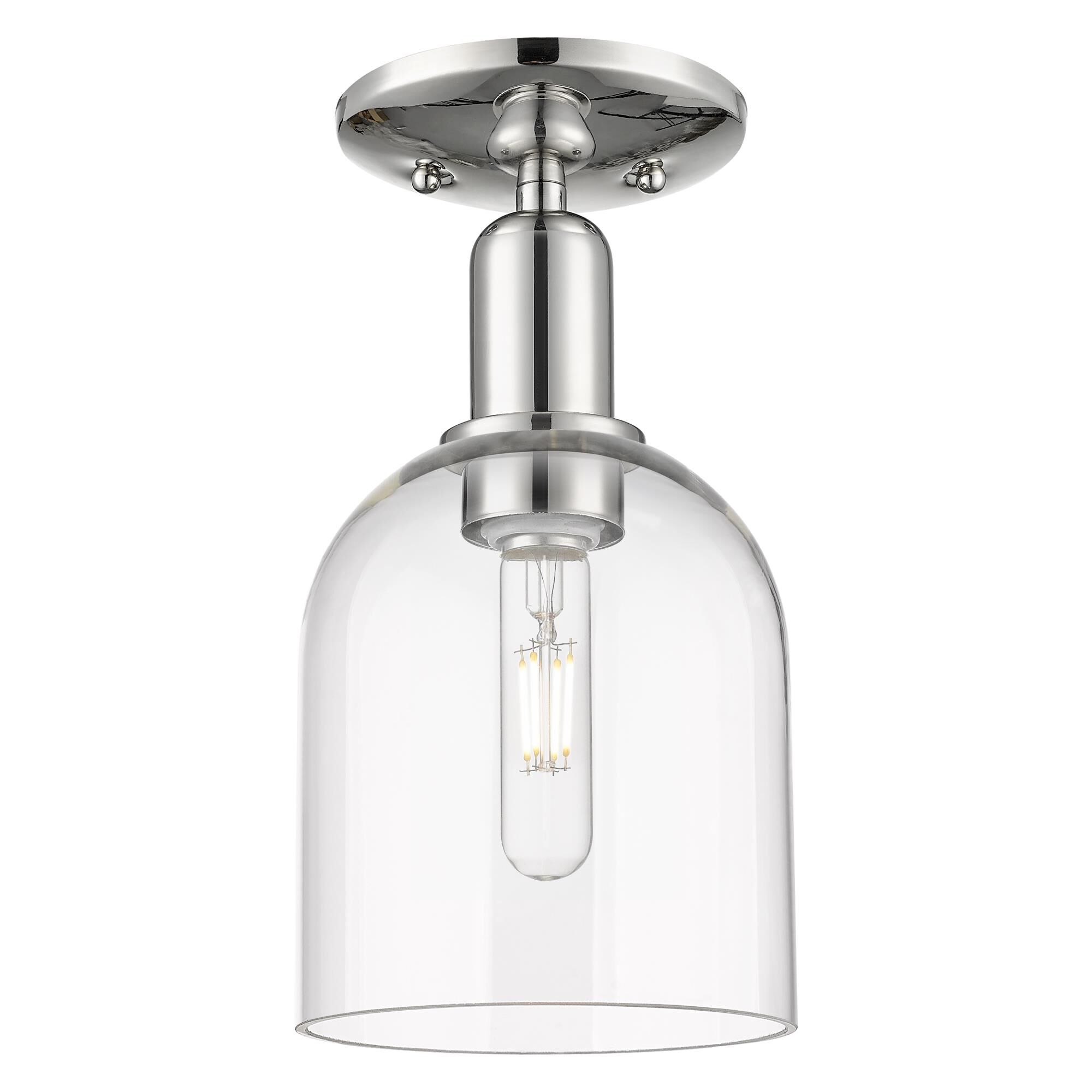 Shown in Polished Nickel finish and Clear glass