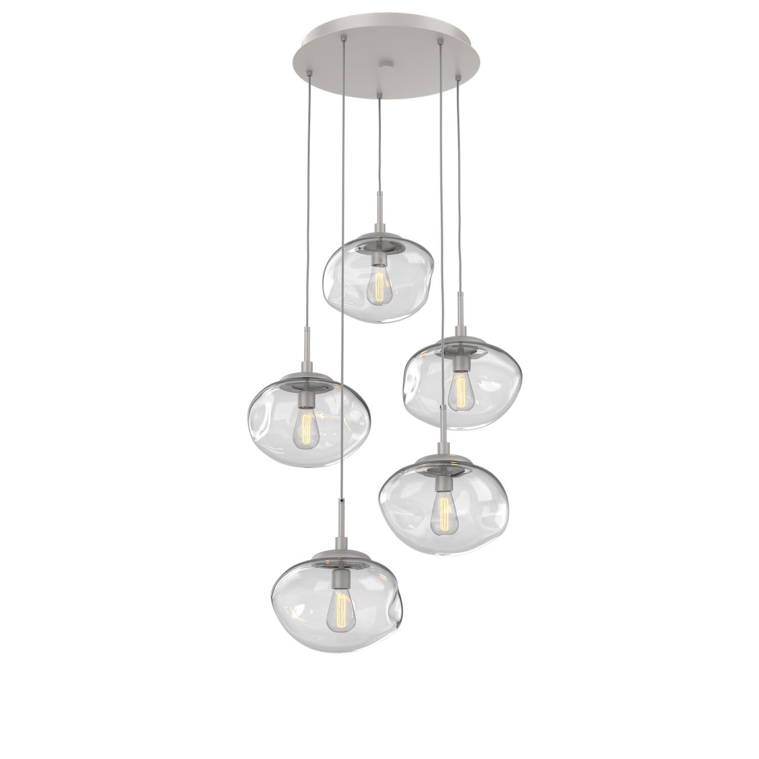 Shown in Metallic Beige Silver finish and Blown Clear glass
