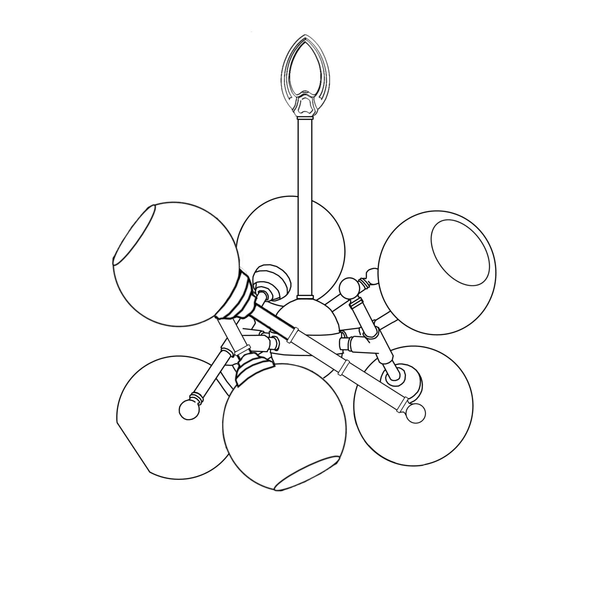 Alabaster Globes 6 Light Mini Chandelier by American Brass and Crystal