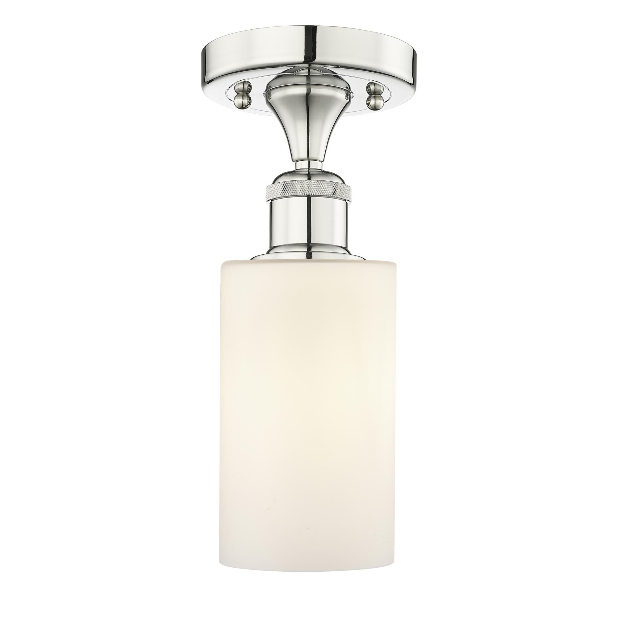 Shown in Polished Nickel finish and Matte White glass