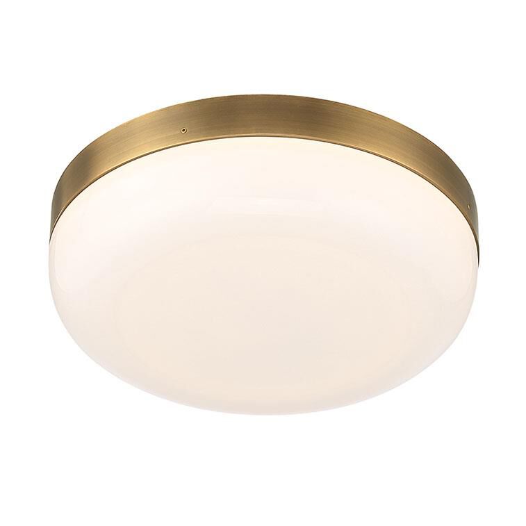 Shown in Antique Brass finish and White glass