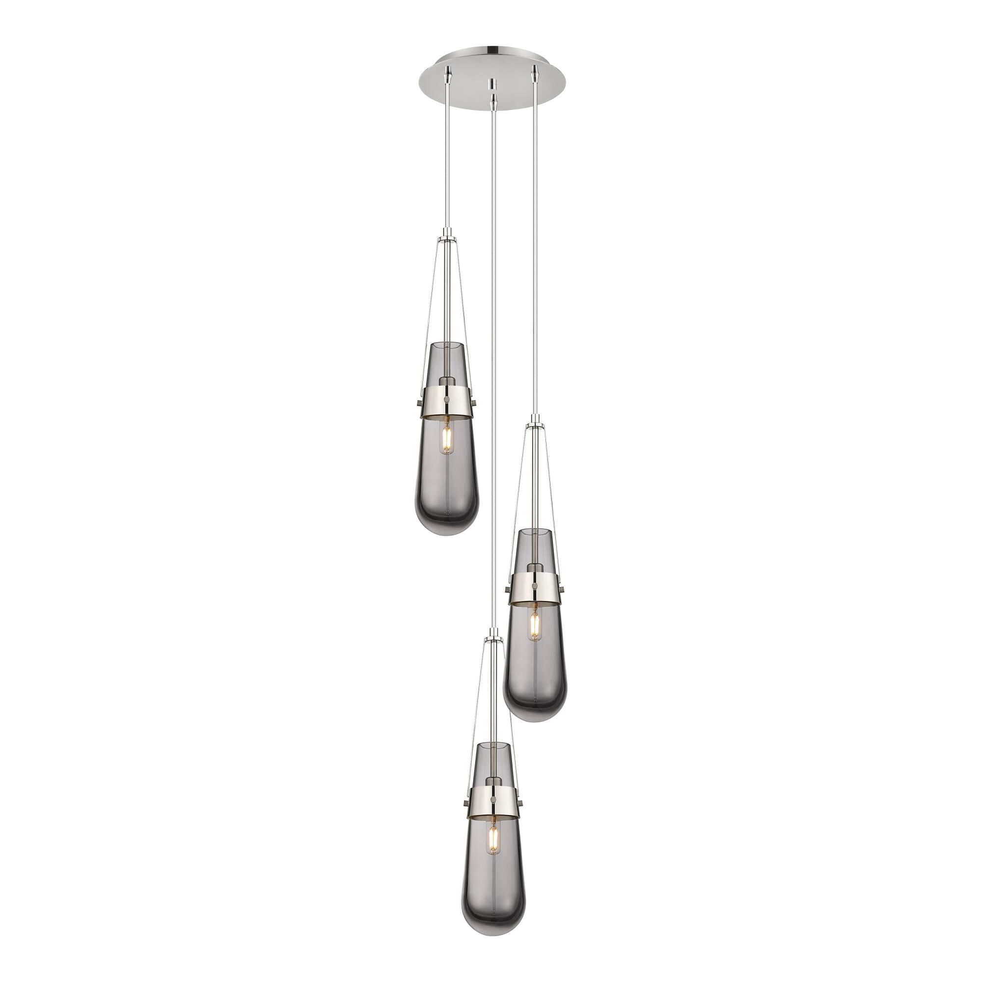 Shown in Polished Nickel finish and Light Smoke glass and Light Smoke Glass shade