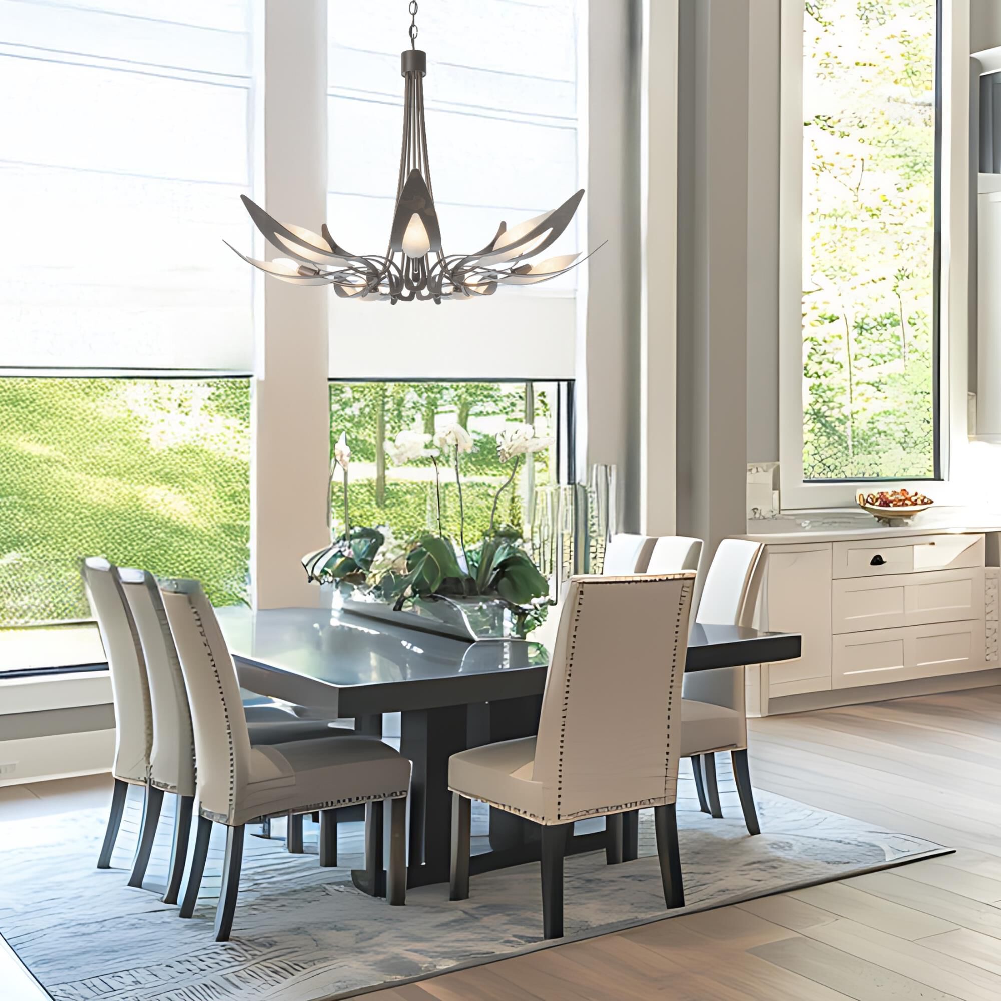 Shown in Bronze finish and White Art glass