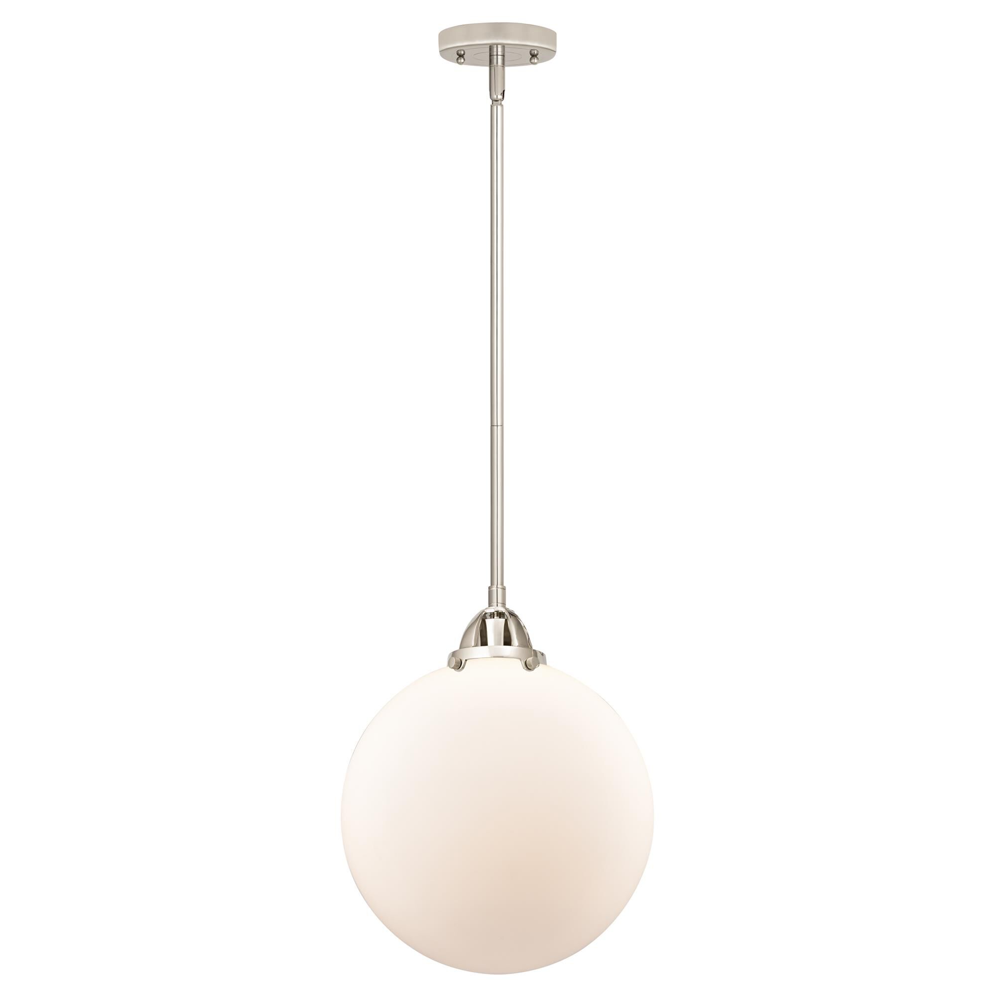 Shown in Polished Nickel finish and Matte White Cased Beacon glass and No Shade shade