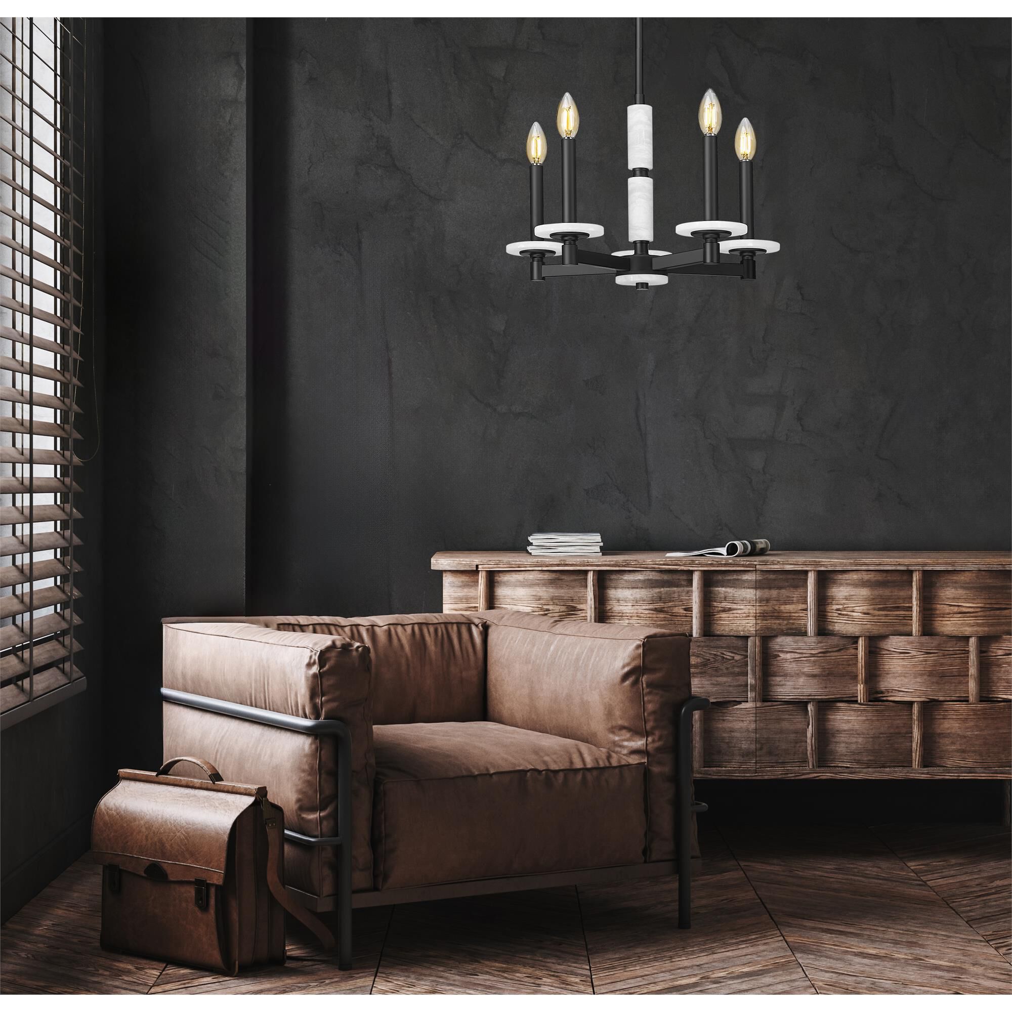 Shown in Matte Black finish and Alabaster glass and Alabaster shade