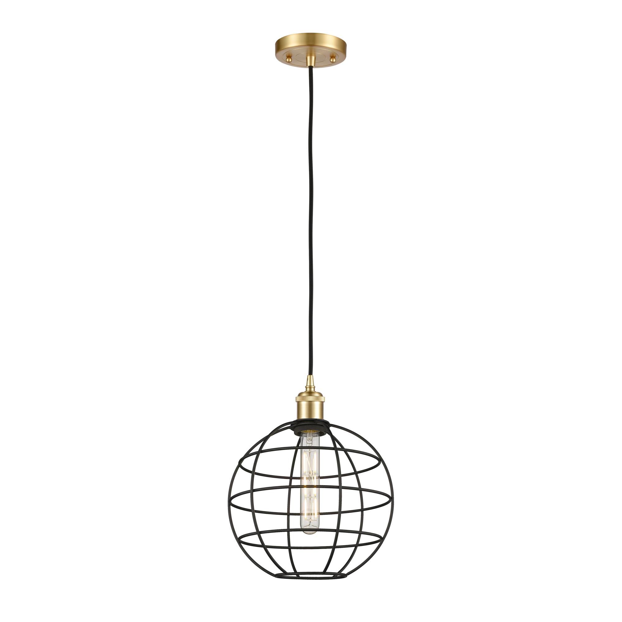 Shown in Satin Gold finish and Matte Black shade