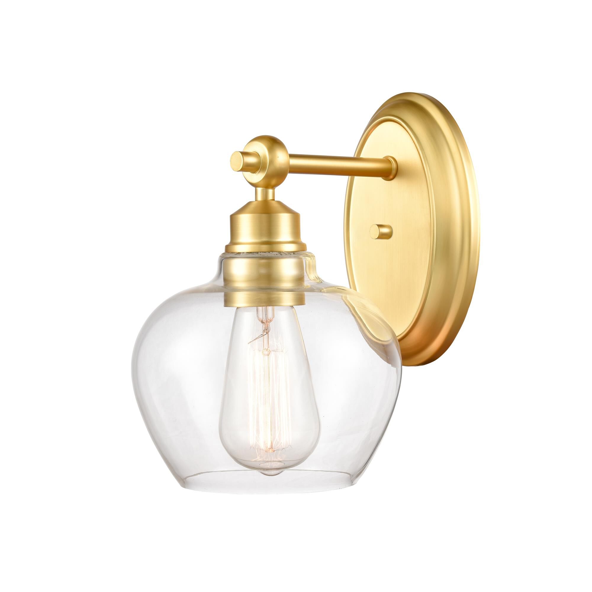 Shown in Satin Gold finish and Clear Amina glass
