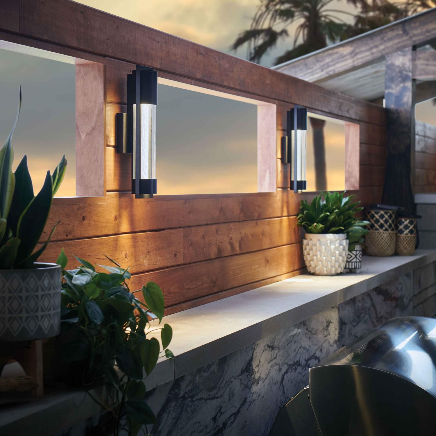 Shown in Satin Black finish and Clear Acrylic Outside Cylinder & Seedy  Inside Panel glass