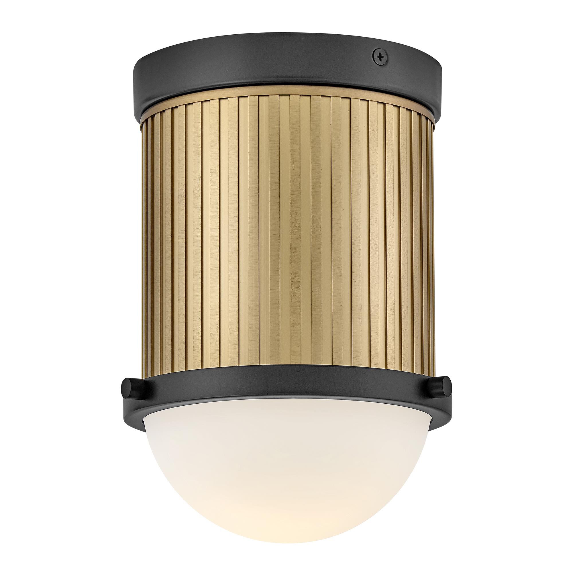 Shown in Black finish and Etched White glass and Lacquered Brass accent