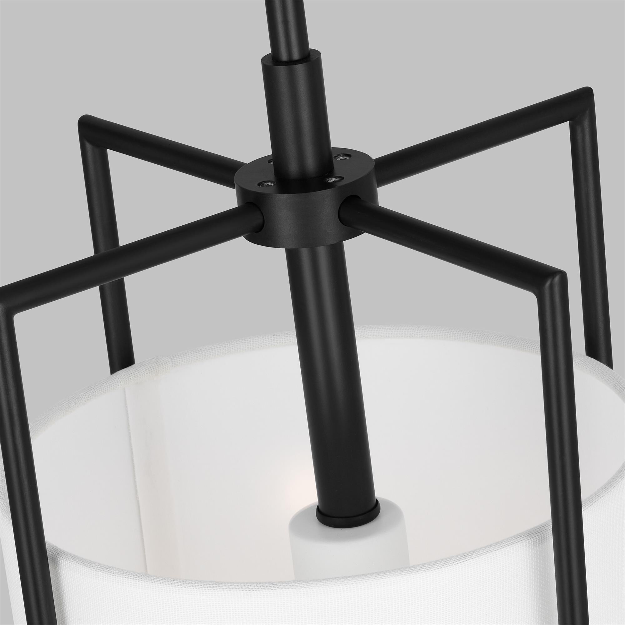 Shown in Aged Iron finish and White LinenLinen shade