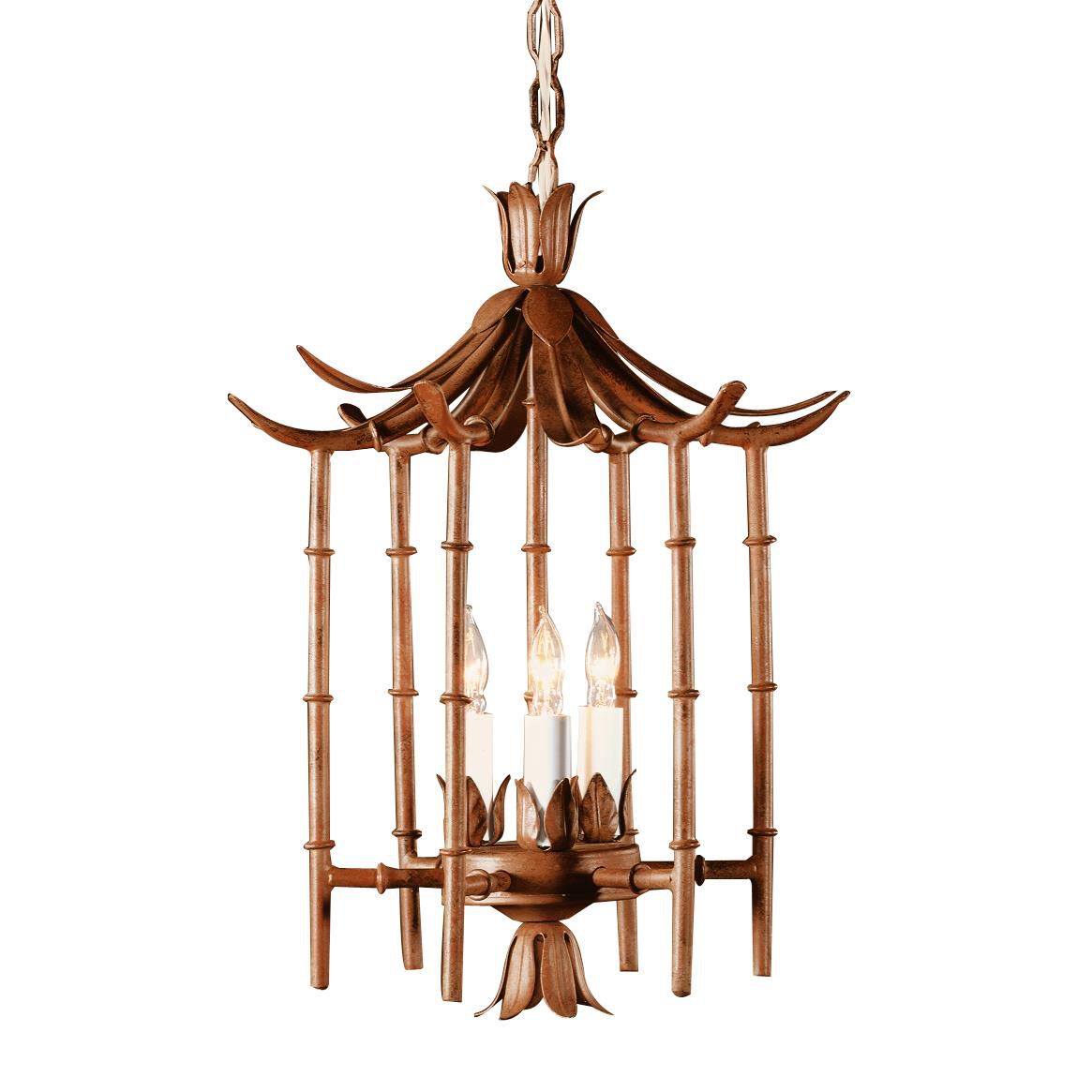 Iron Bamboo 16 Inch Tall 3 Light Outdoor Hanging Lantern by Wildwood