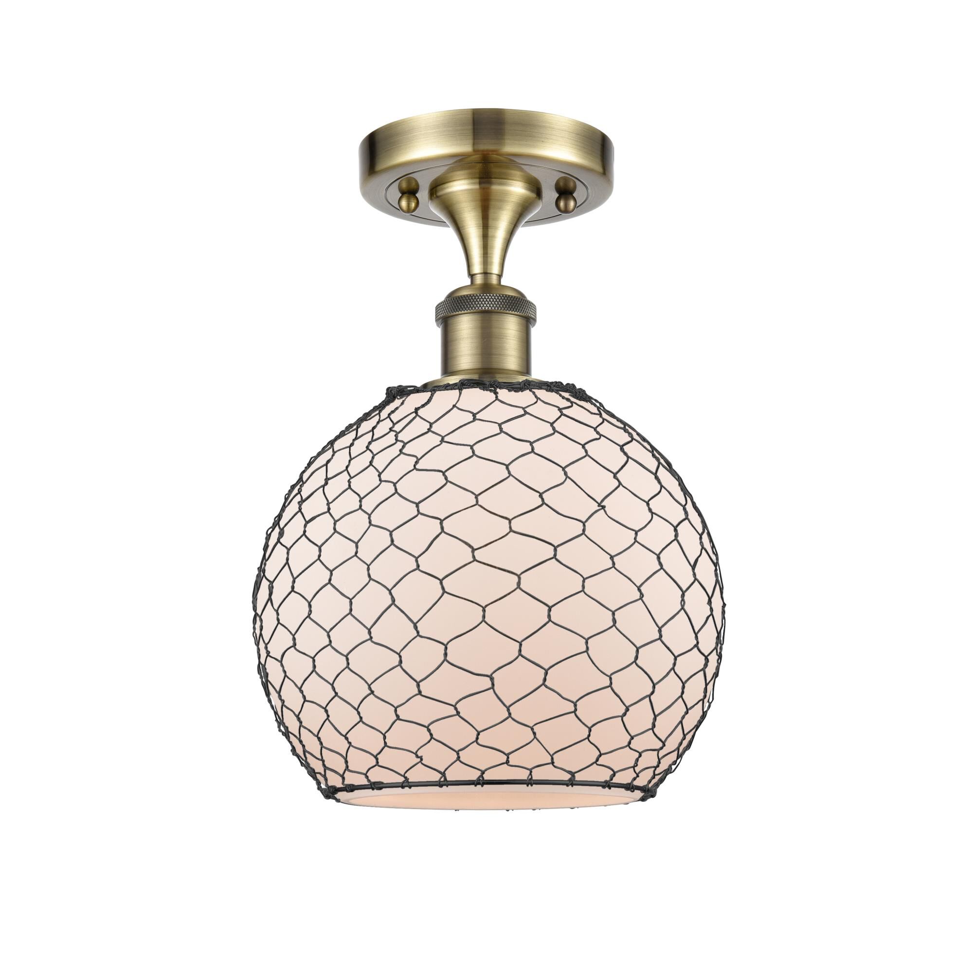 Farmhouse Chicken Wire 8 Inch 1 Light Semi Flush Mount by Innovations Lighting