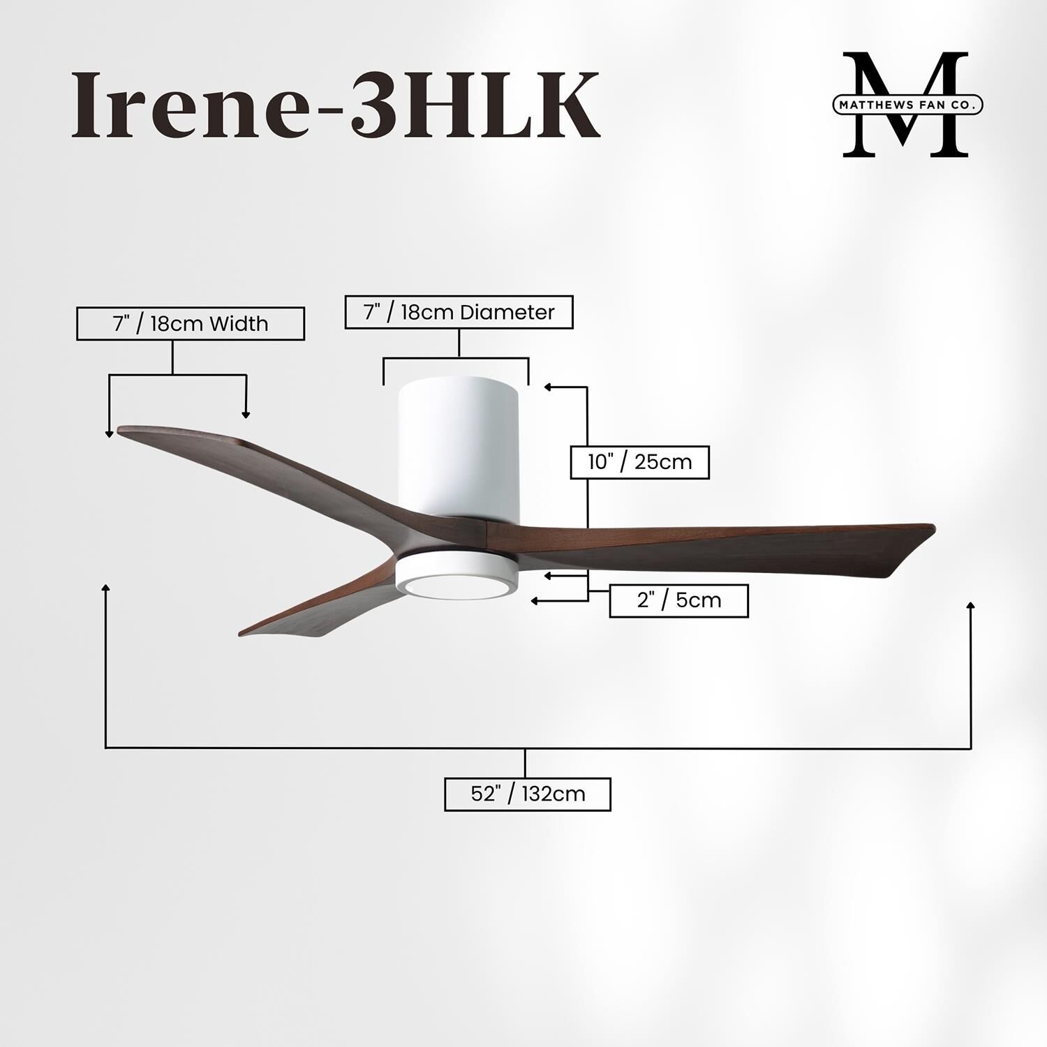 Irene 52 Inch Flush Mount Fan with Light Kit by Matthews Fan Company