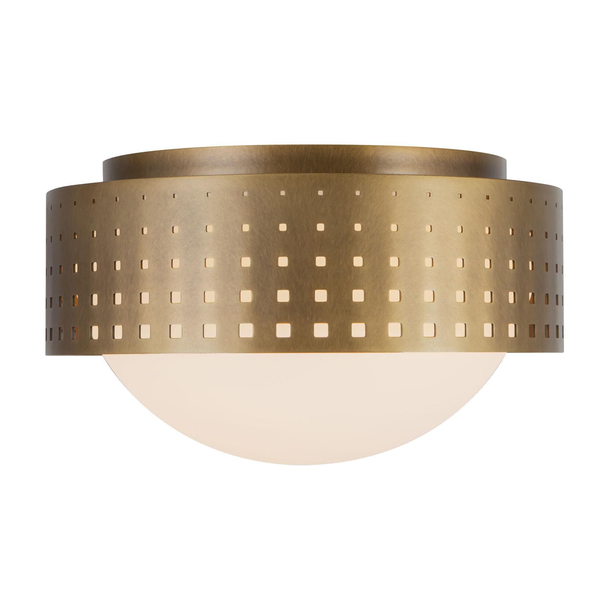 Shown in Vintage Brass finish and Clear Exterior Opal Interior glass