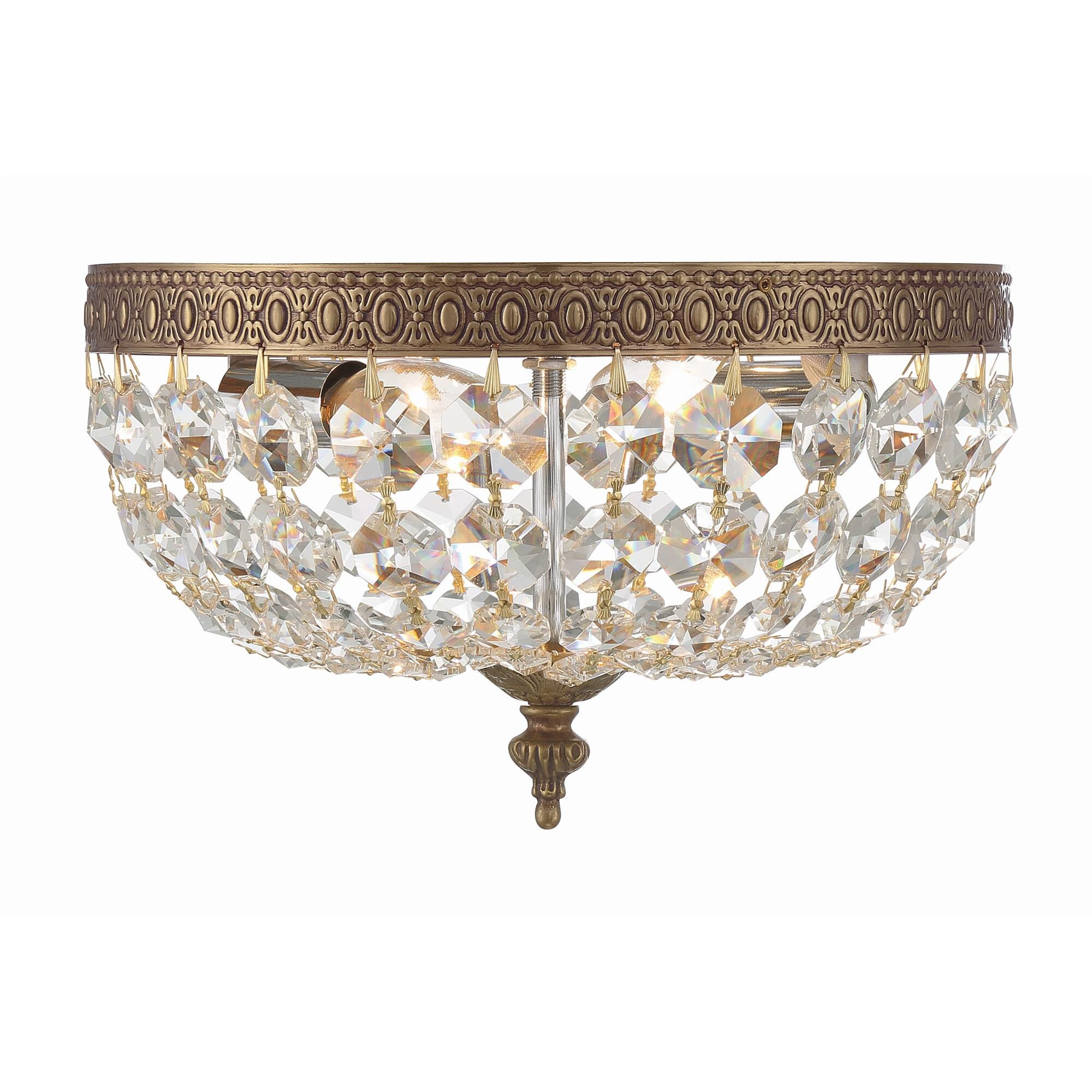 Shown in Olde Brass finish and Hand Cut Crystal crystal