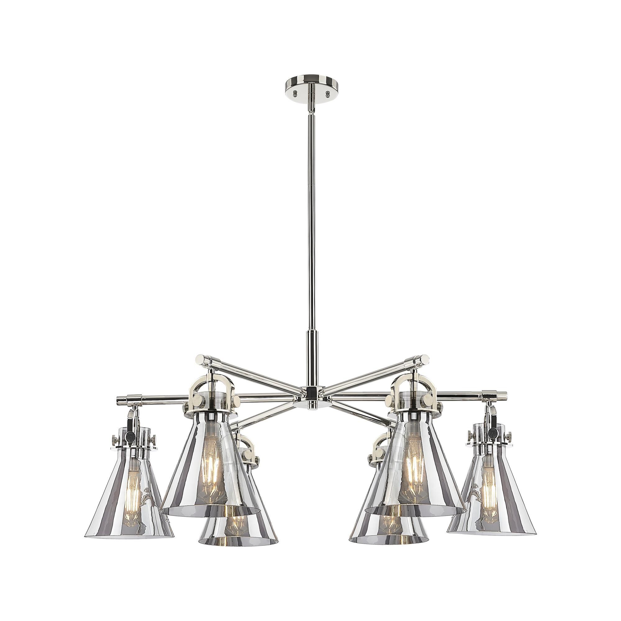 Shown in Polished Nickel finish and Light Smoke shade