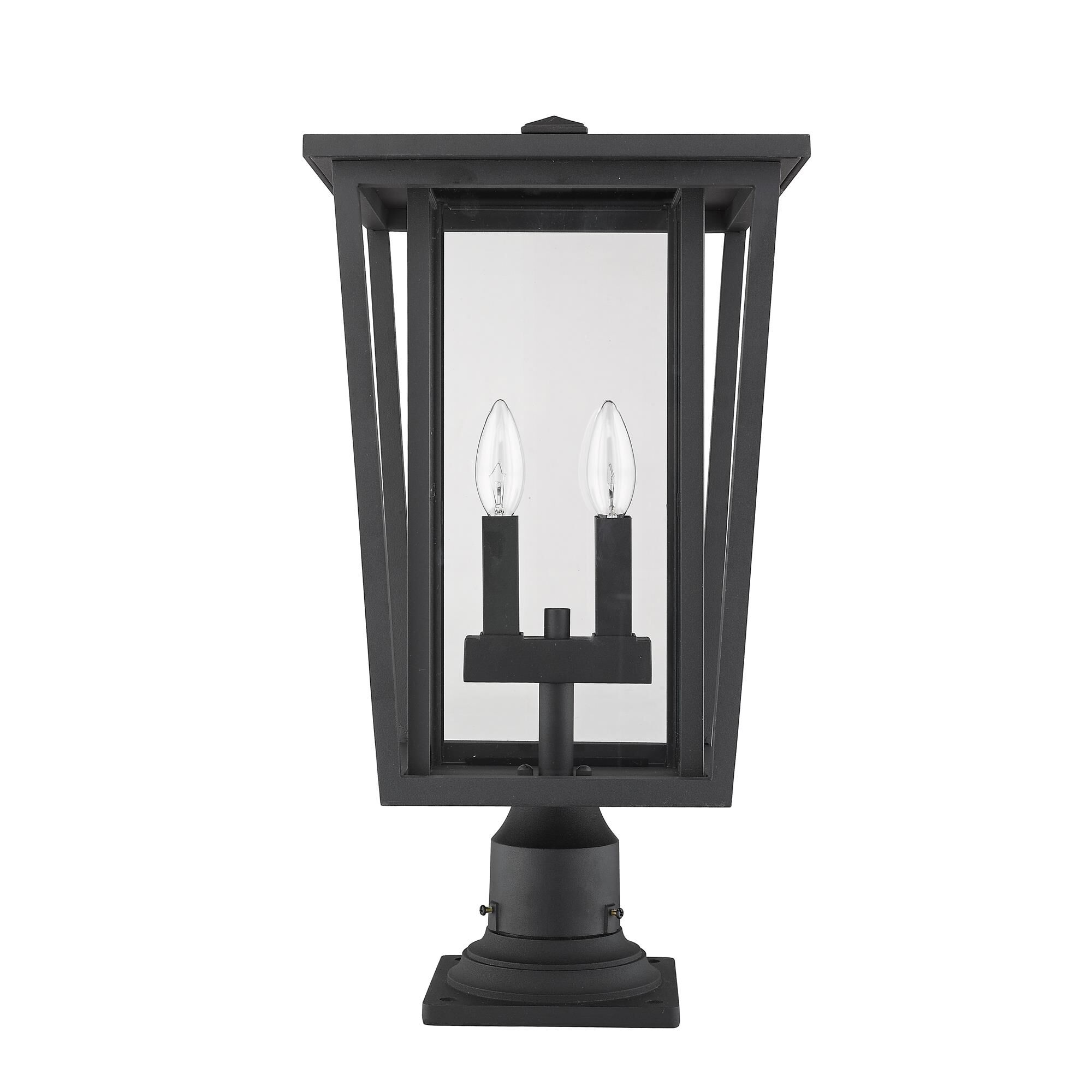 Shown in Black finish and Glass shade
