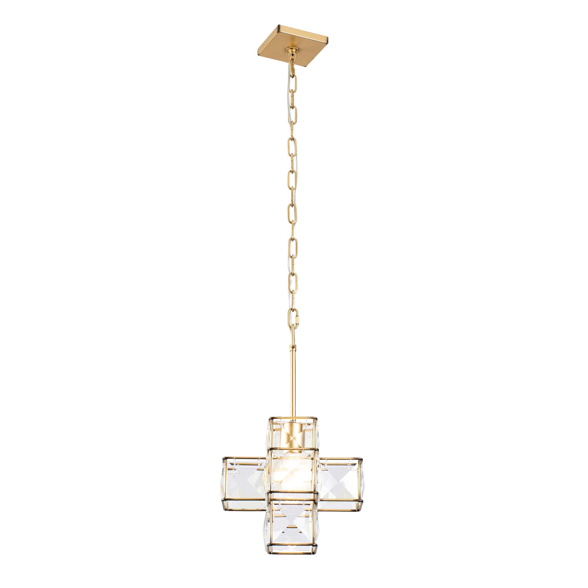 Shown in Calypso Gold finish and Faceted Panels - Clear crystal