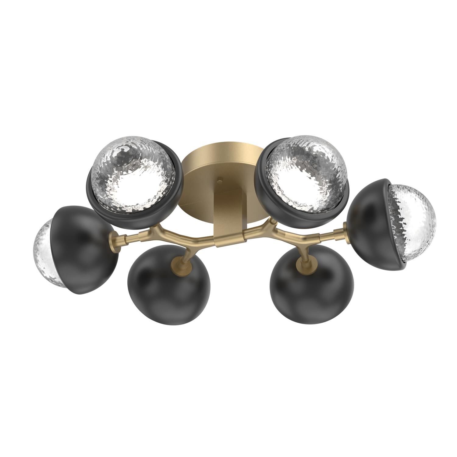 Shown in Gilded Brass finish and Clear glass and Matte Black accent