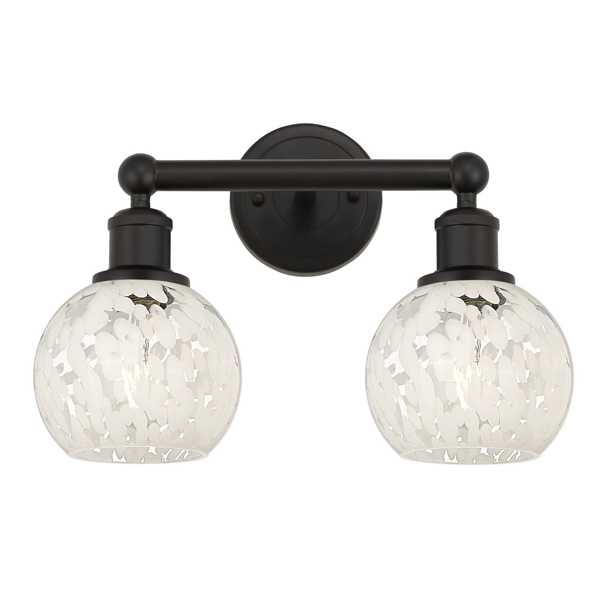 Shown in Oil Rubbed Bronze finish and White Mouchette glass