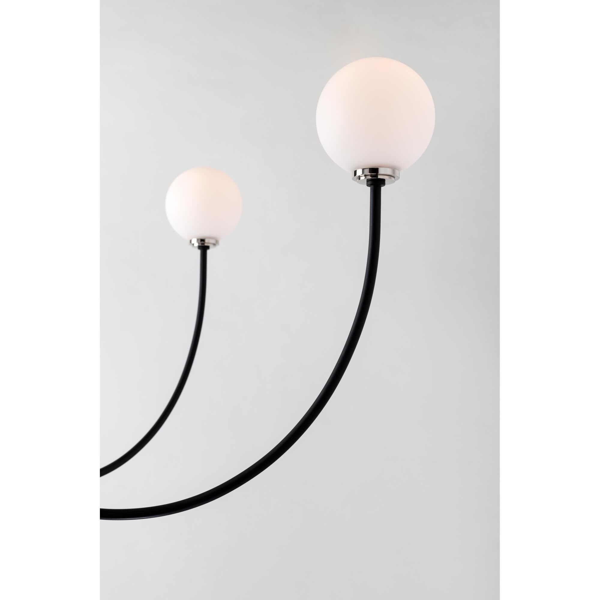 Shown in Polished Nickel-Black finish and Opal Shiny glass