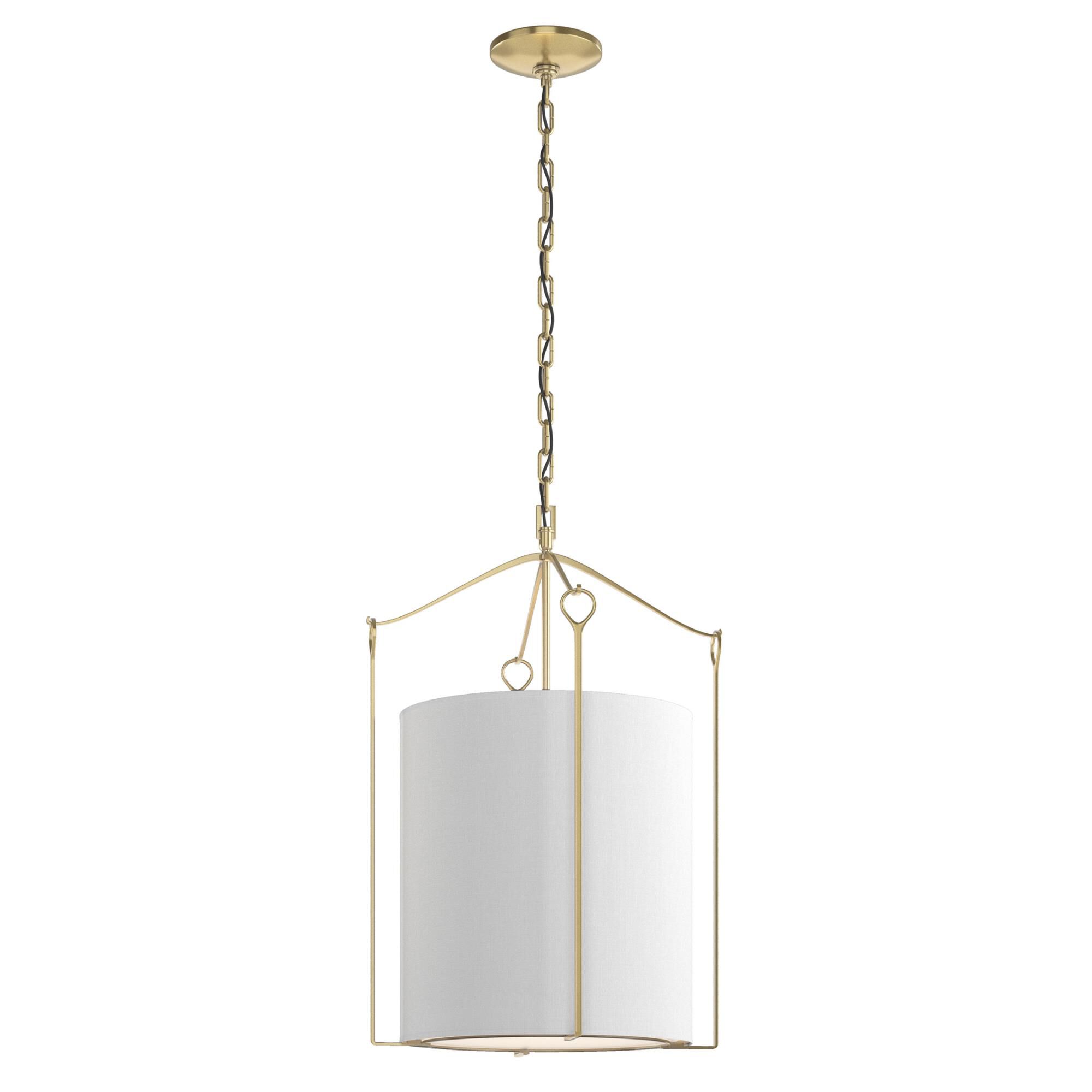 Shown in Modern Brass finish and Natural Anna shade