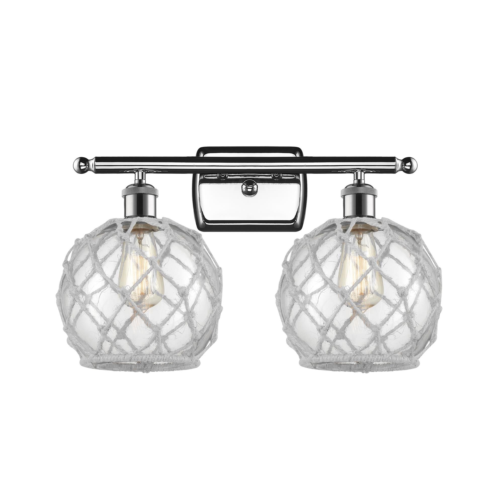 Shown in Polished Chrome finish and Clear With White Rope glass