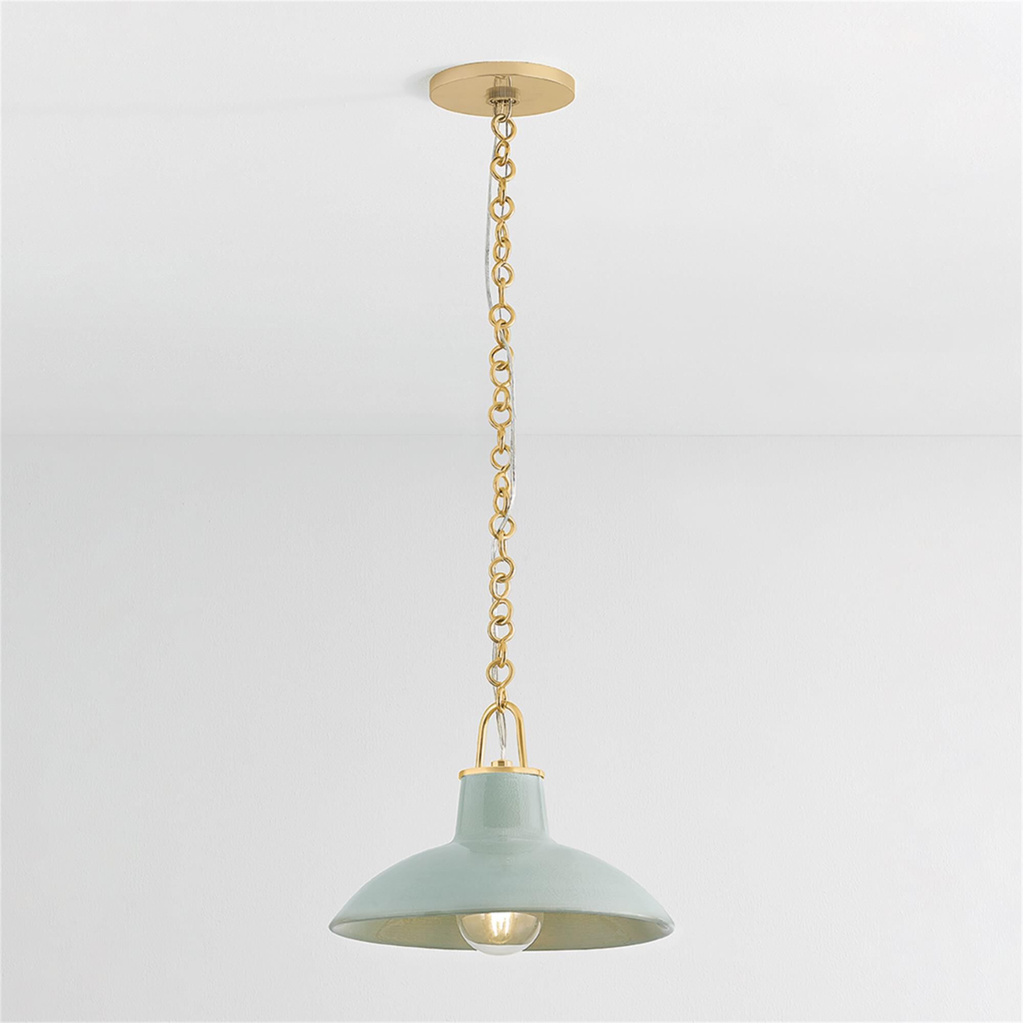 Shown in Aged Brass and Ceramic Moss Crackle finish