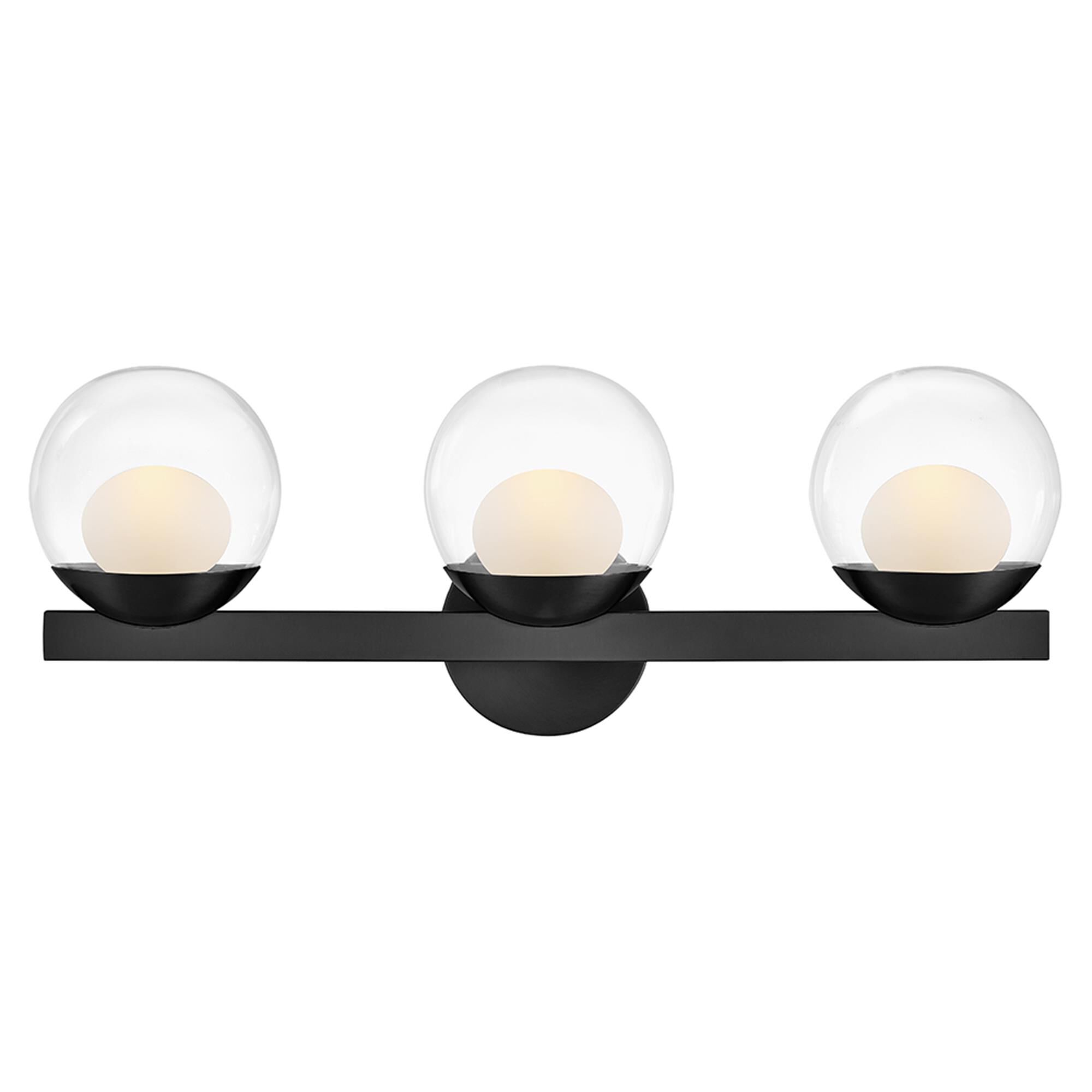 Shown in Black finish and Clear Dome glass