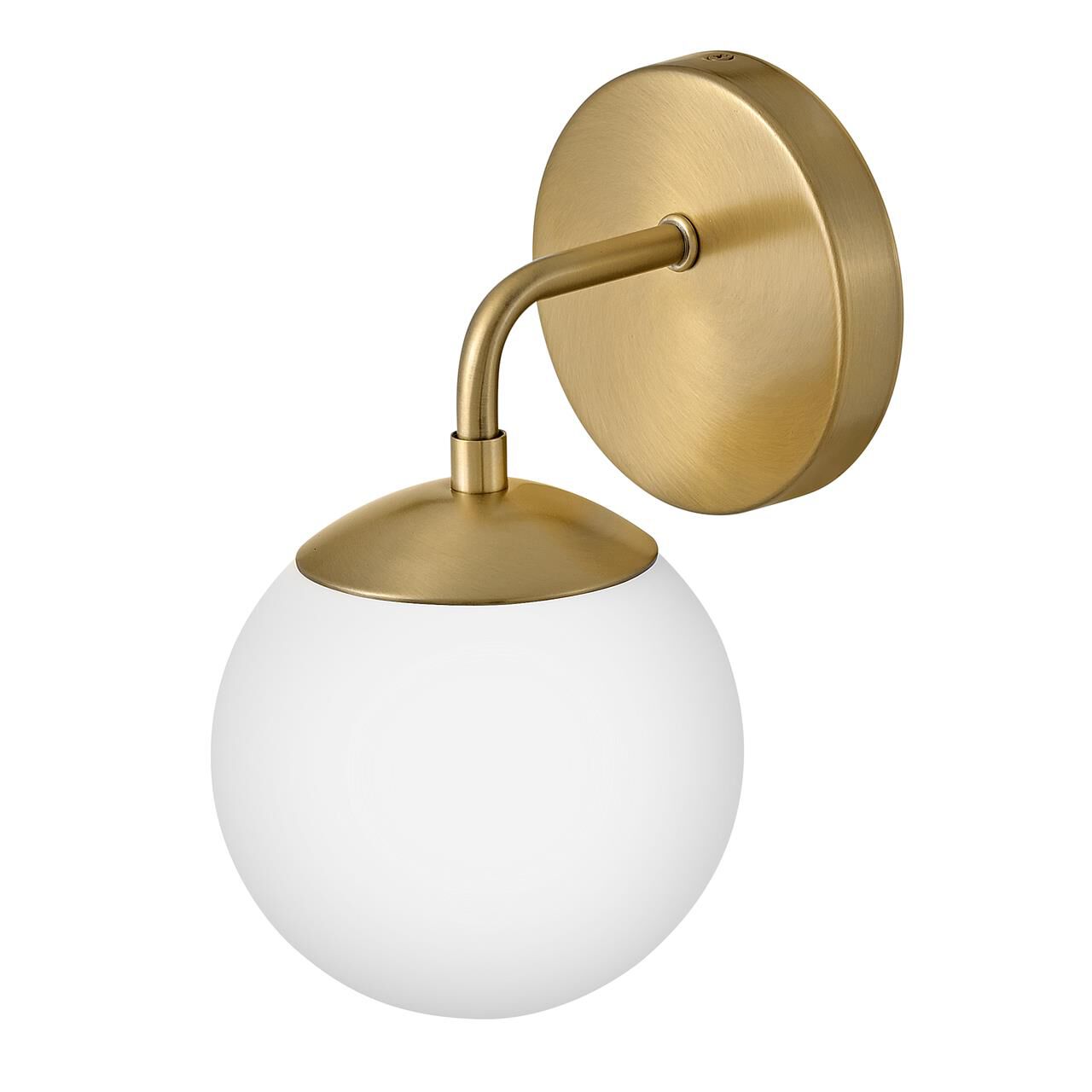 Shown in Lacquered Brass finish and White glass