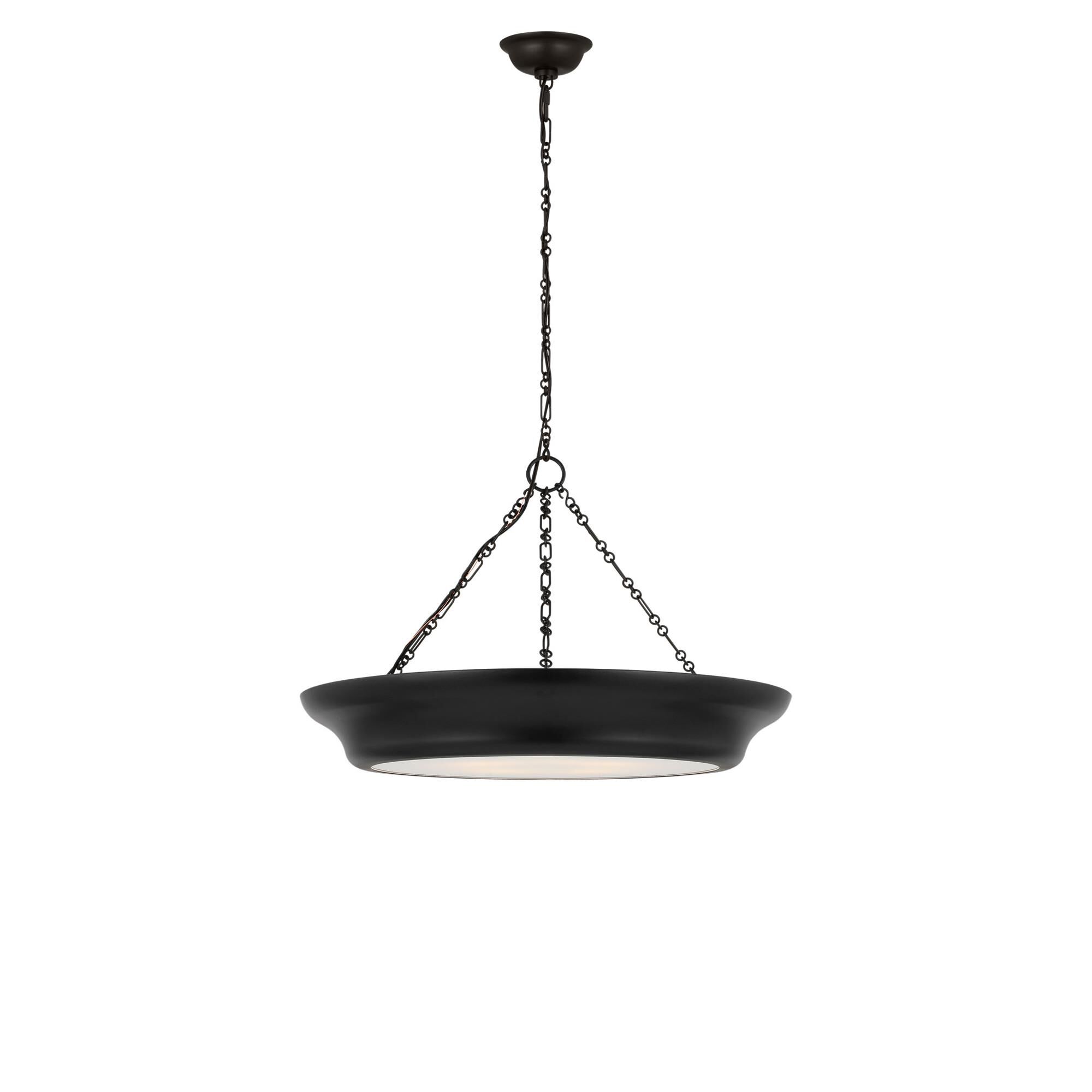 Shown in Aged Iron finish and Silk Screen White Inside, Clear Outside shade