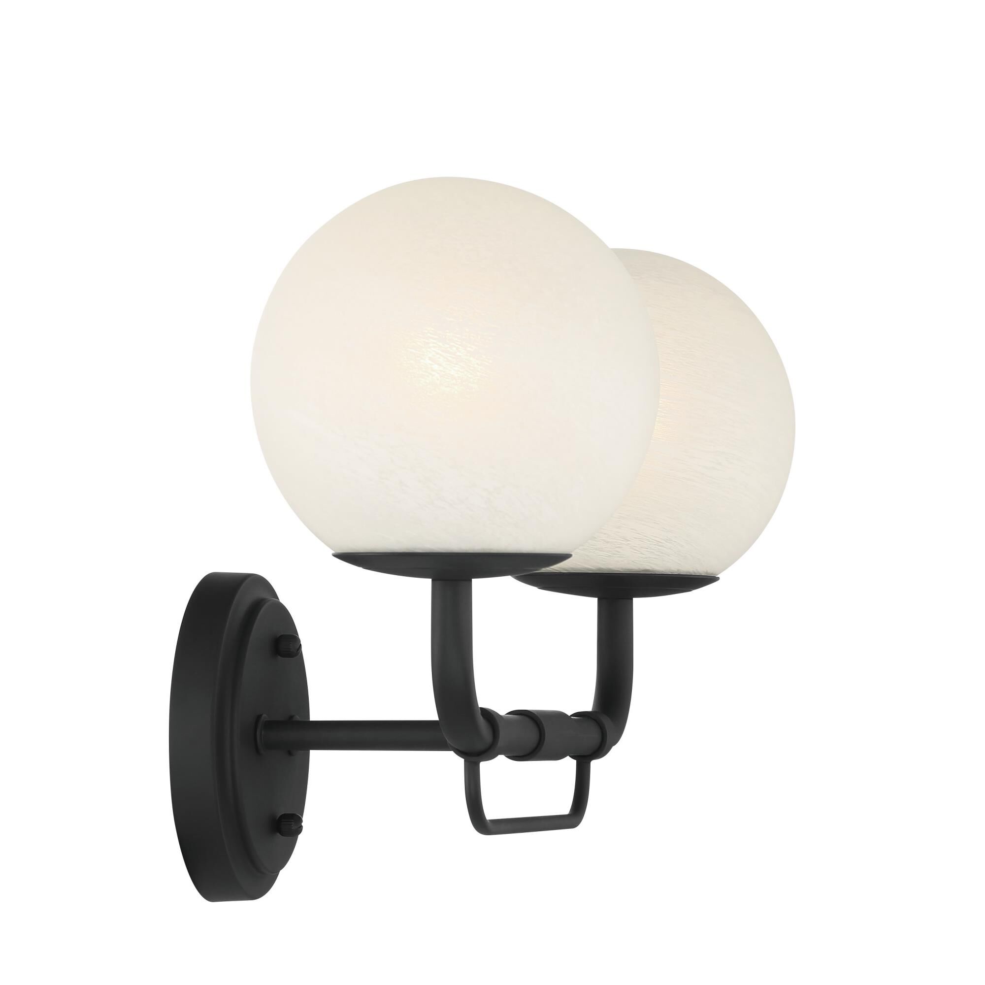 Shown in Dark Matte Black finish and White glass and Etched Alabaster Glass shade