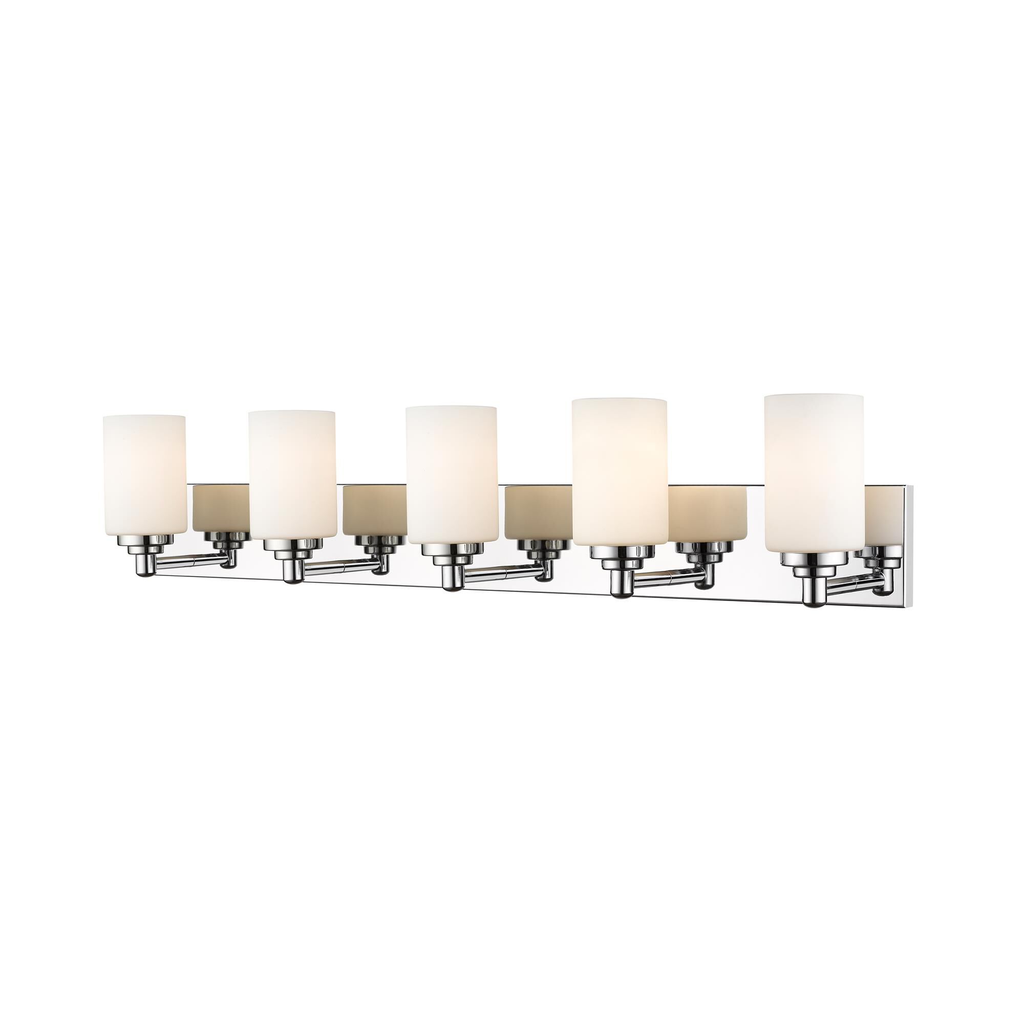 Shown in Chrome finish and Glass shade