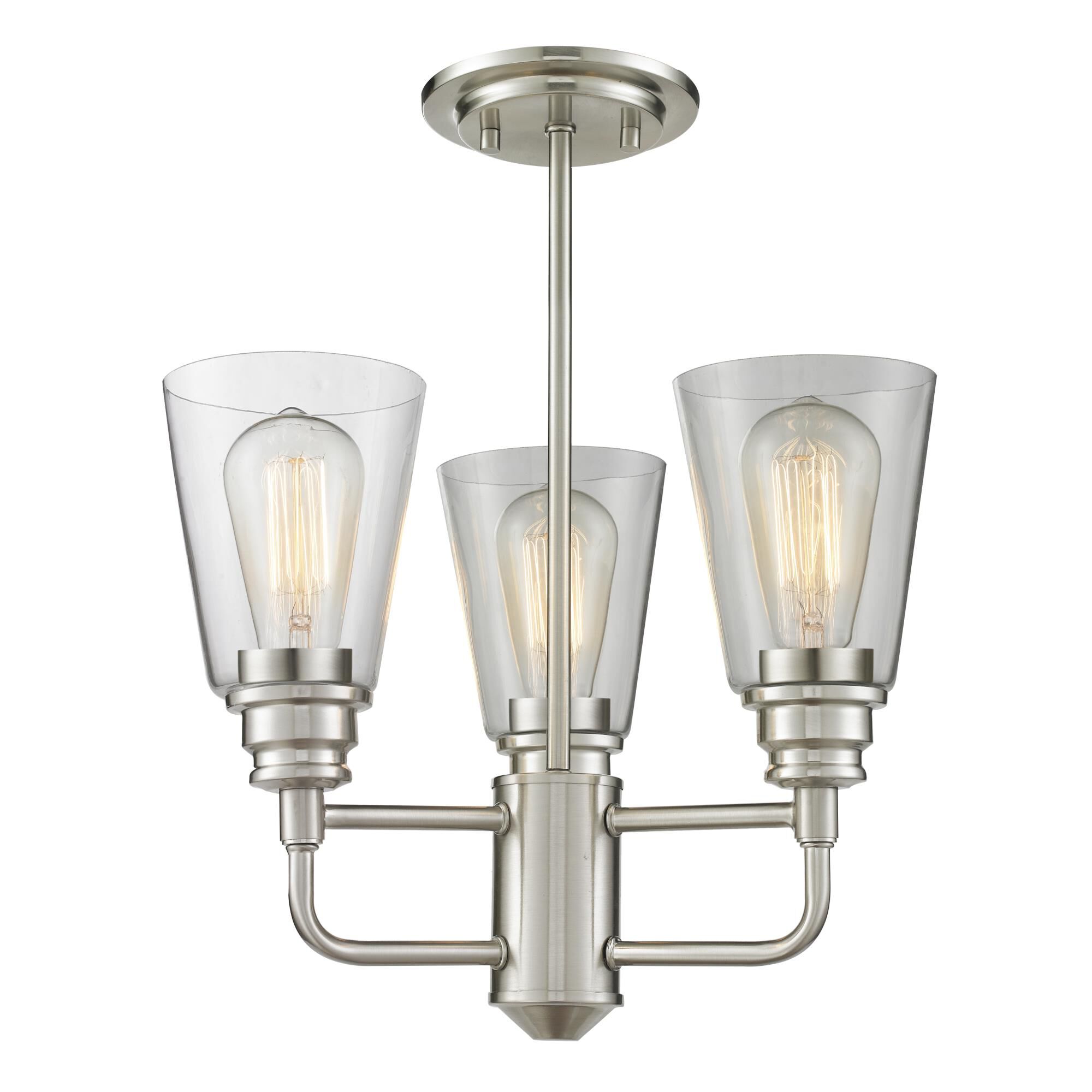 Shown in Brushed Nickel finish and Glass shade